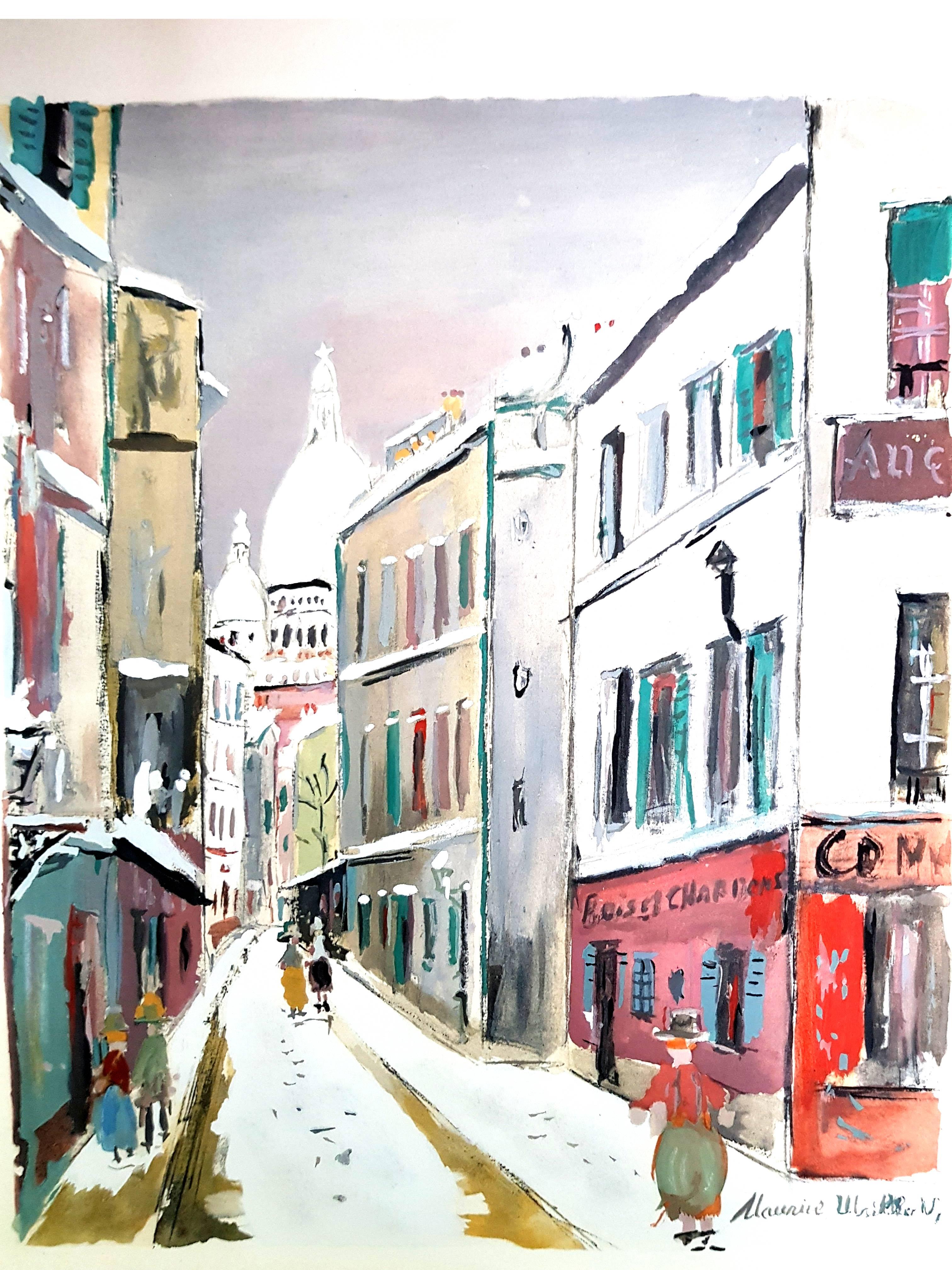 Figurative Print (after) Maurice Utrillo - Sacré Coeur - Village de Montmartre - Pochoir
