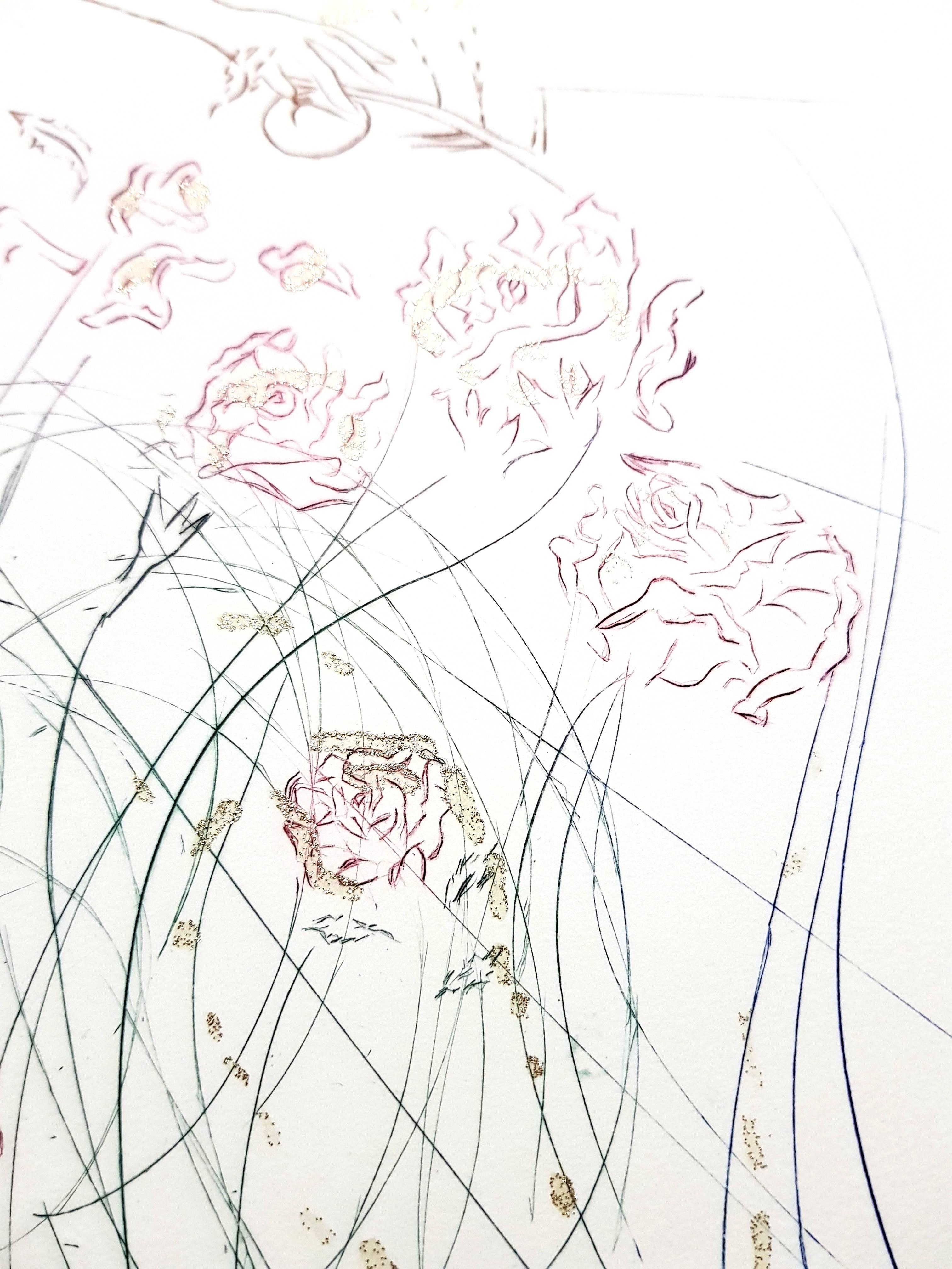 Salvador Dali - Die Beloved Feeds Among the Lilies - Signiert Aquatinta im Angebot 1