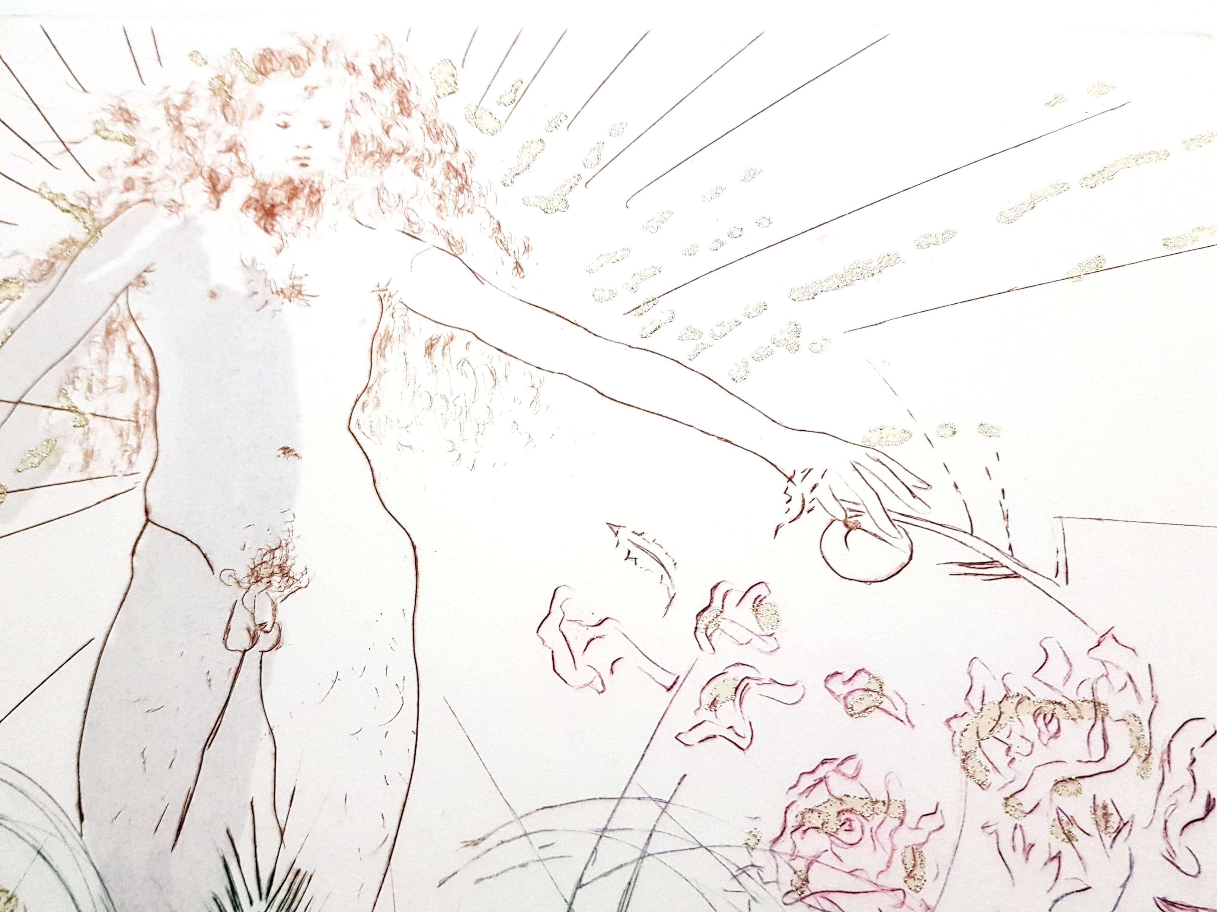 Salvador Dali - Die Beloved Feeds Among the Lilies - Signiert Aquatinta im Angebot 2