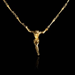 Retro Salvador Dali - Christ - Signed Gold Necklace