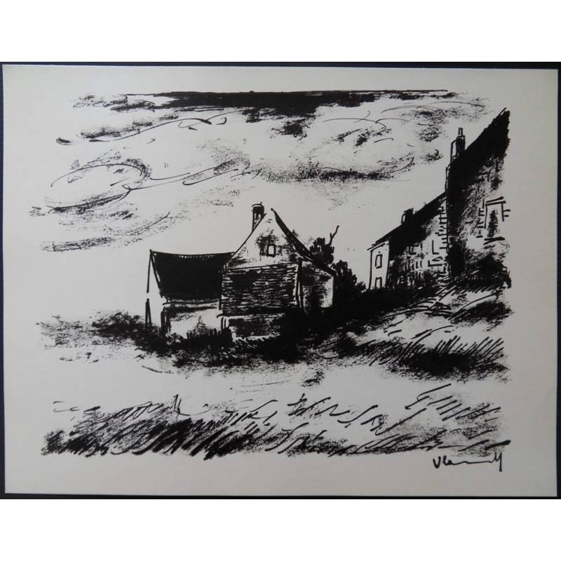 Original Lithographie "Haus im Rueil" von Maurice de Vlaminck