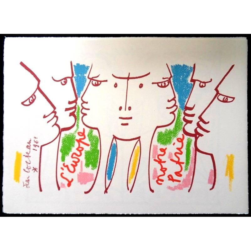 Original Lithograph by Jean Cocteau
Title: Europe Our Homeland
Signed in the plate
Dimensions: 33 x 46 cm
Edition: 200
Luxury print edition from the portfolio of Sciaky
1961

Jean Cocteau

Writer, artist and film director Jean Cocteau was one of the