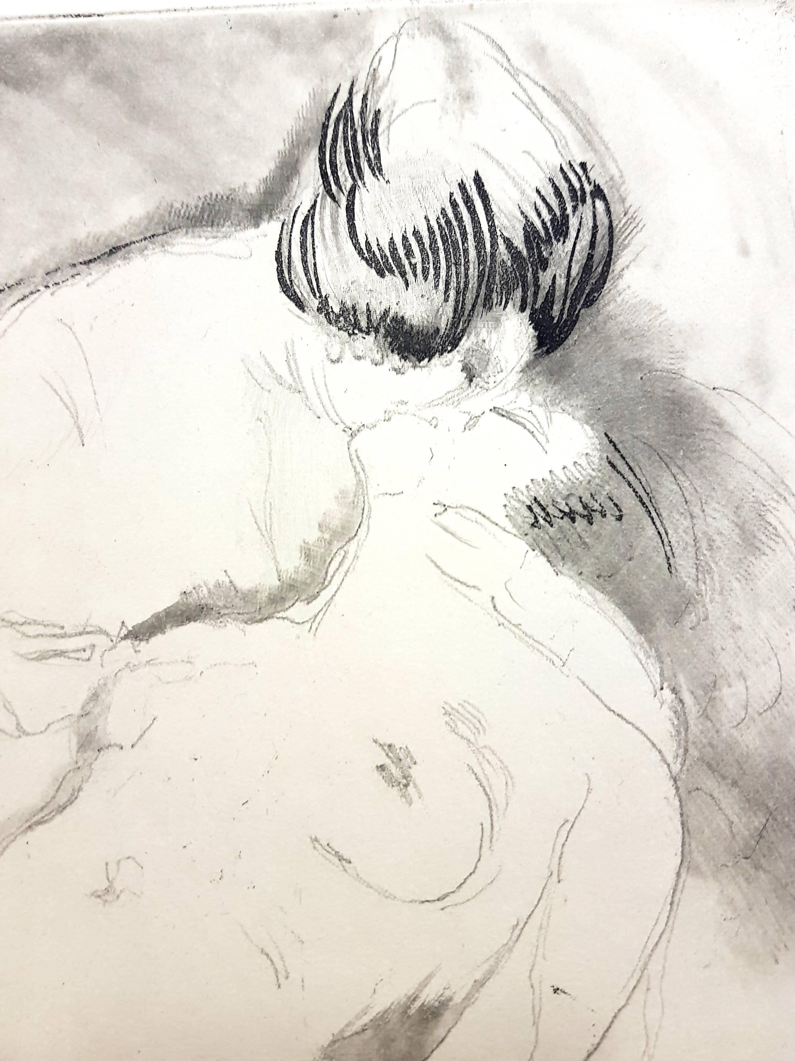 Jean Gabriel Domergue - Women's Love - Original Etching - Impressionist Print by Jean-Gabriel Domergue