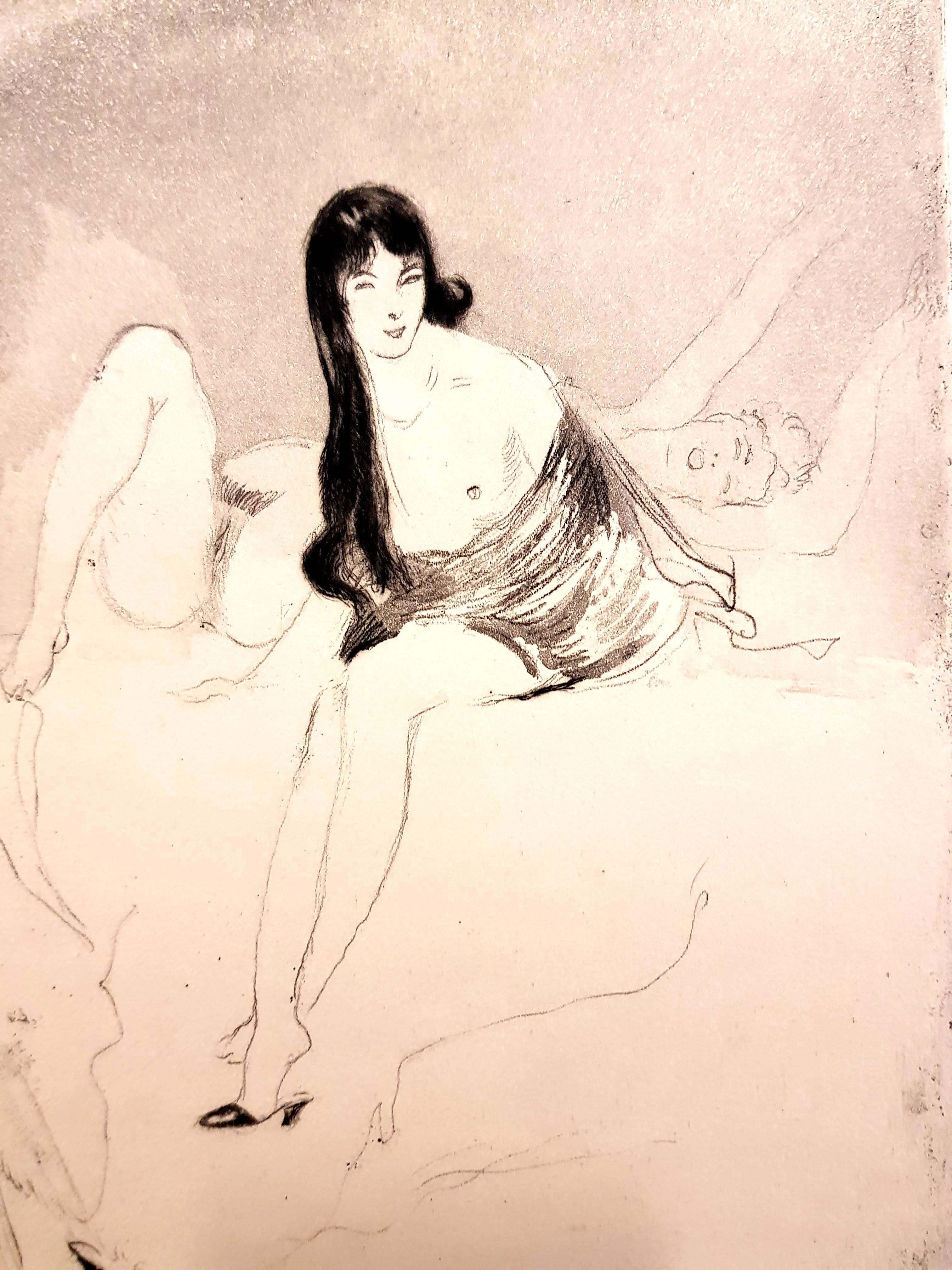 Jean Gabriel Domergue - Women - Original Etching - Impressionist Print by Jean-Gabriel Domergue