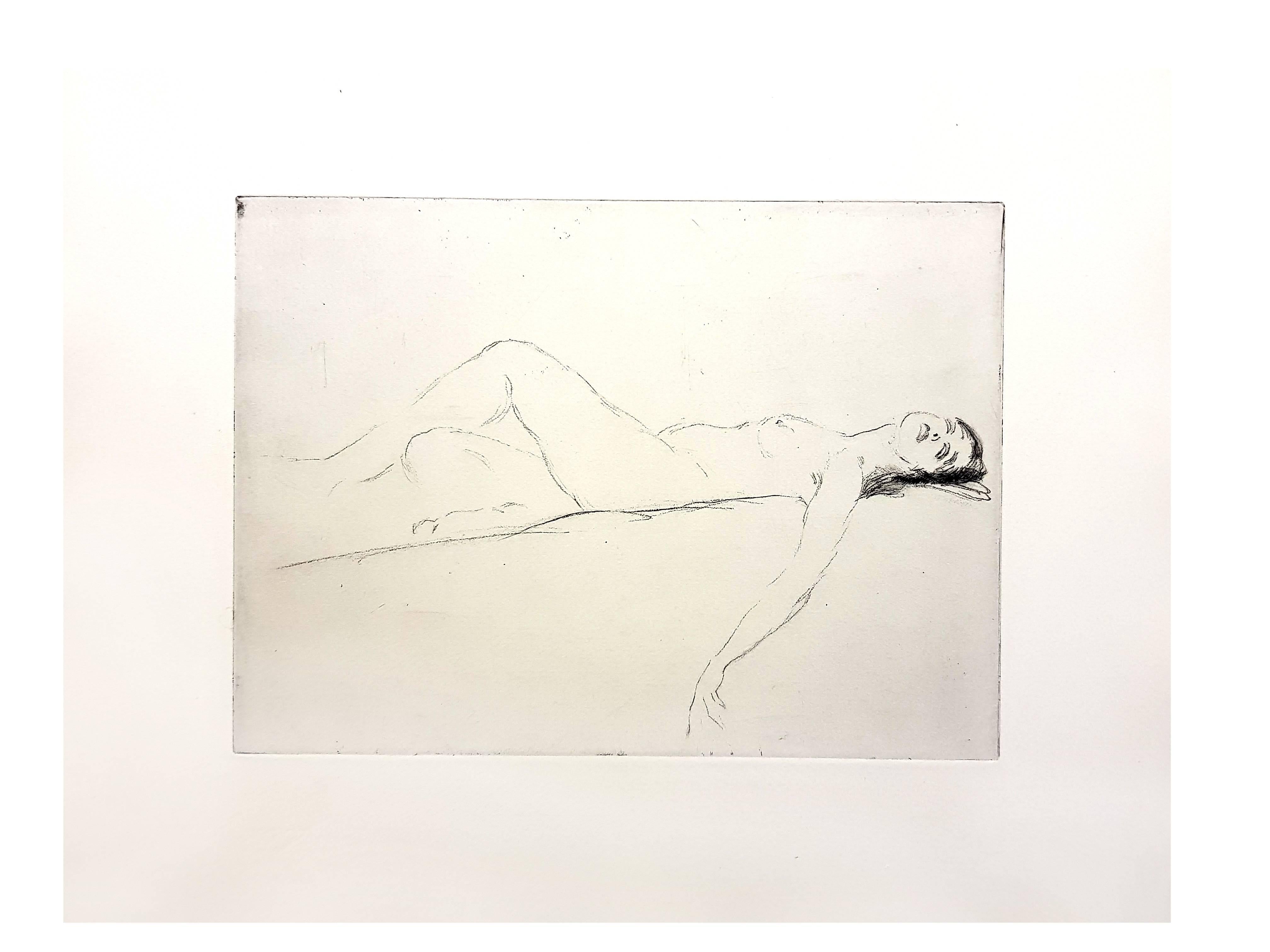 Jean Gabriel Domergue – Frau – Original-Radierung – Print von Jean-Gabriel Domergue