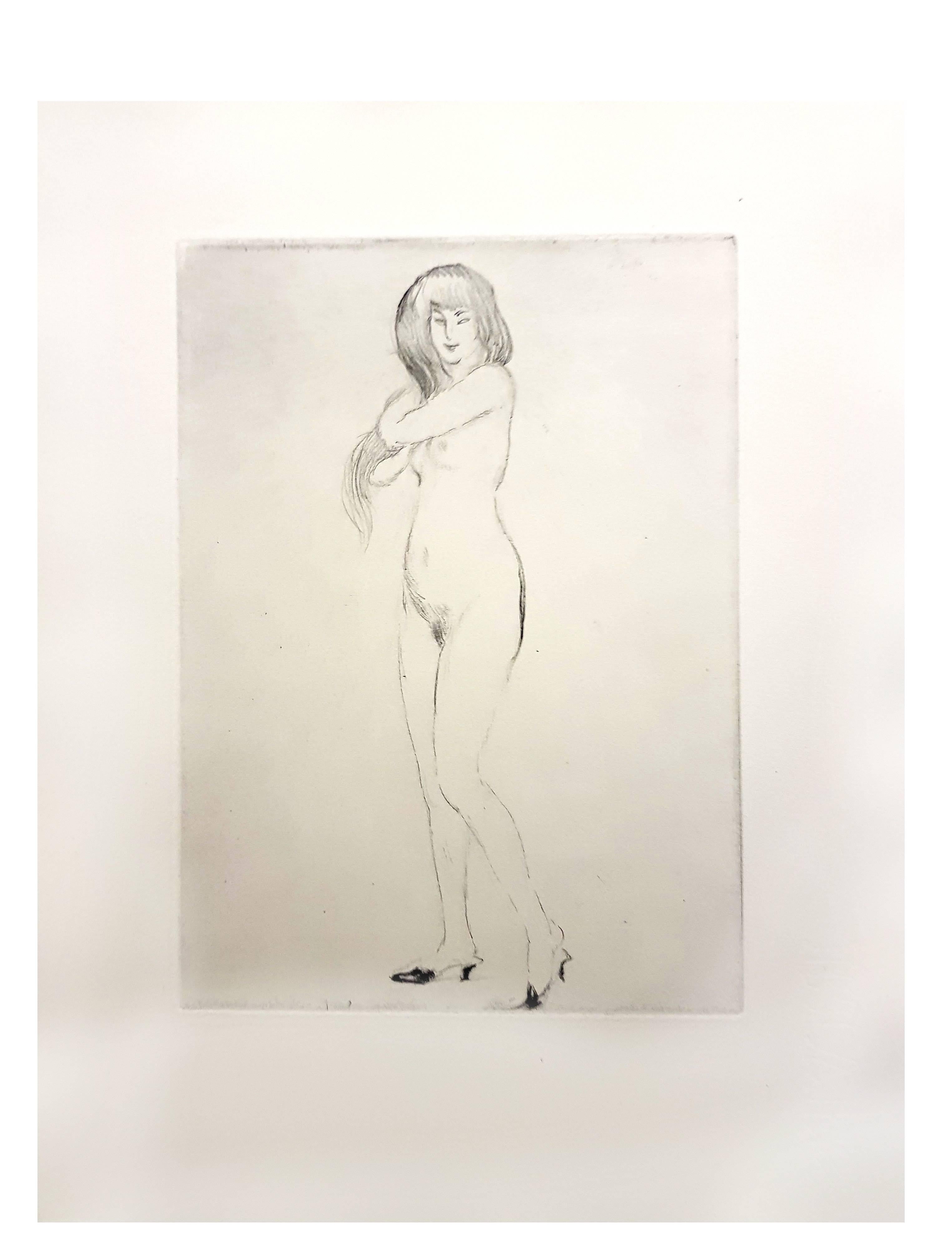 Jean Gabriel Domergue - Nonchalance - Original Etching - Print by Jean-Gabriel Domergue