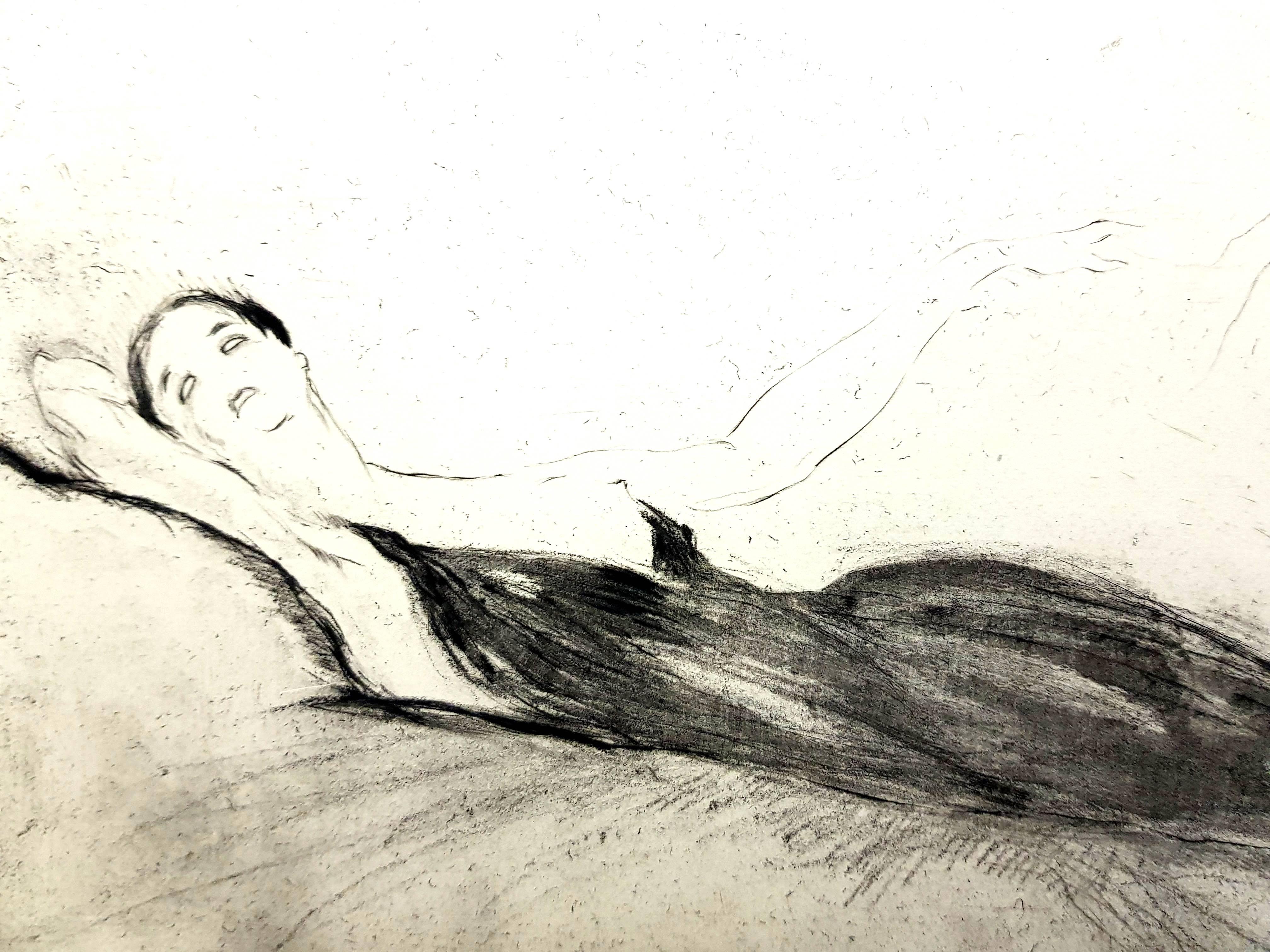 Jean Gabriel Domergue - Lying Woman - Original Etching - Print by Jean-Gabriel Domergue