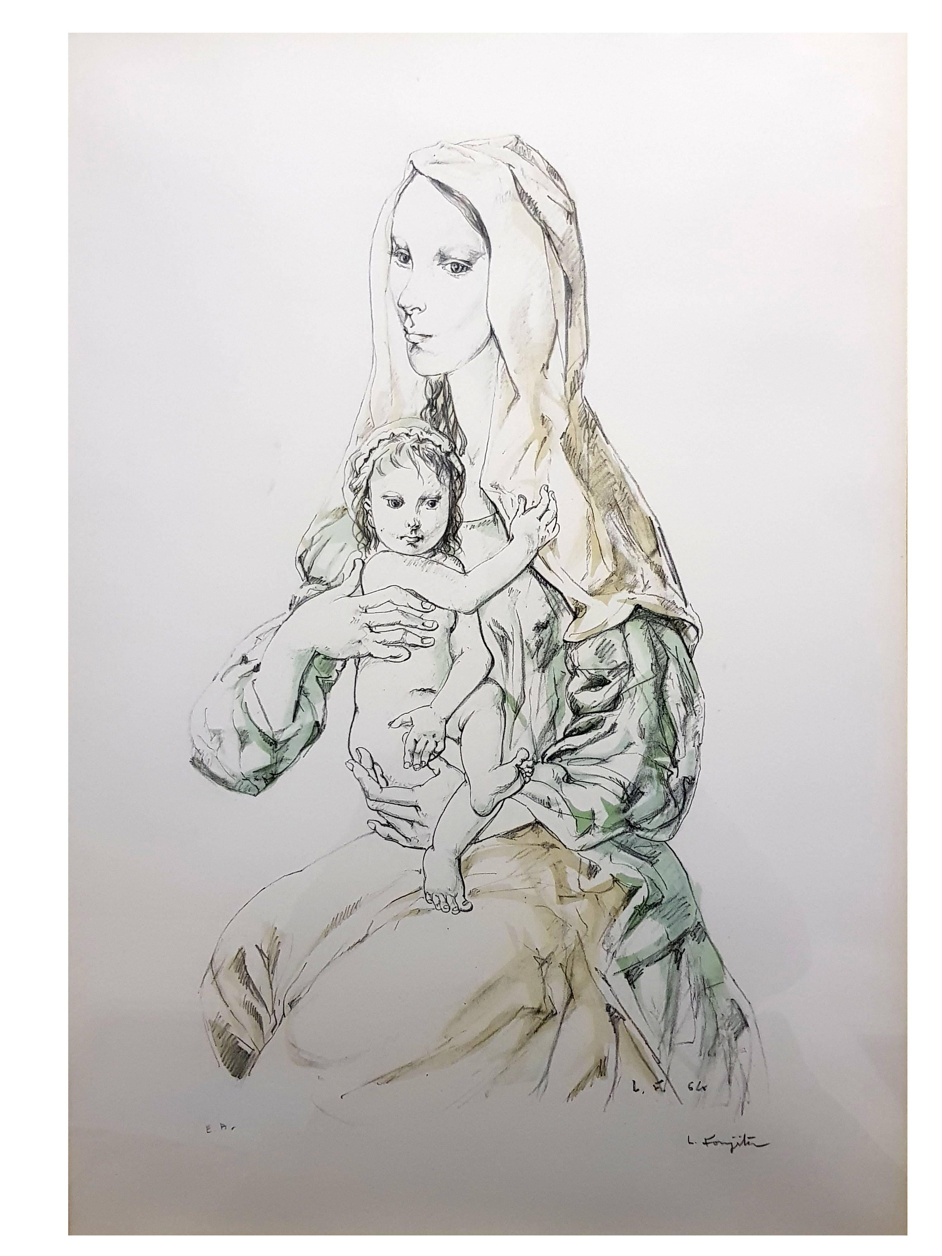 Leonard Foujita - Madonna with Child - Original Signed Lithograph 2