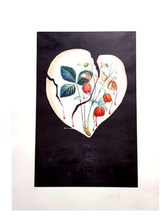 Retro Salvador Dali - Strawberry Heart - Original Hand-Signed Lithograph