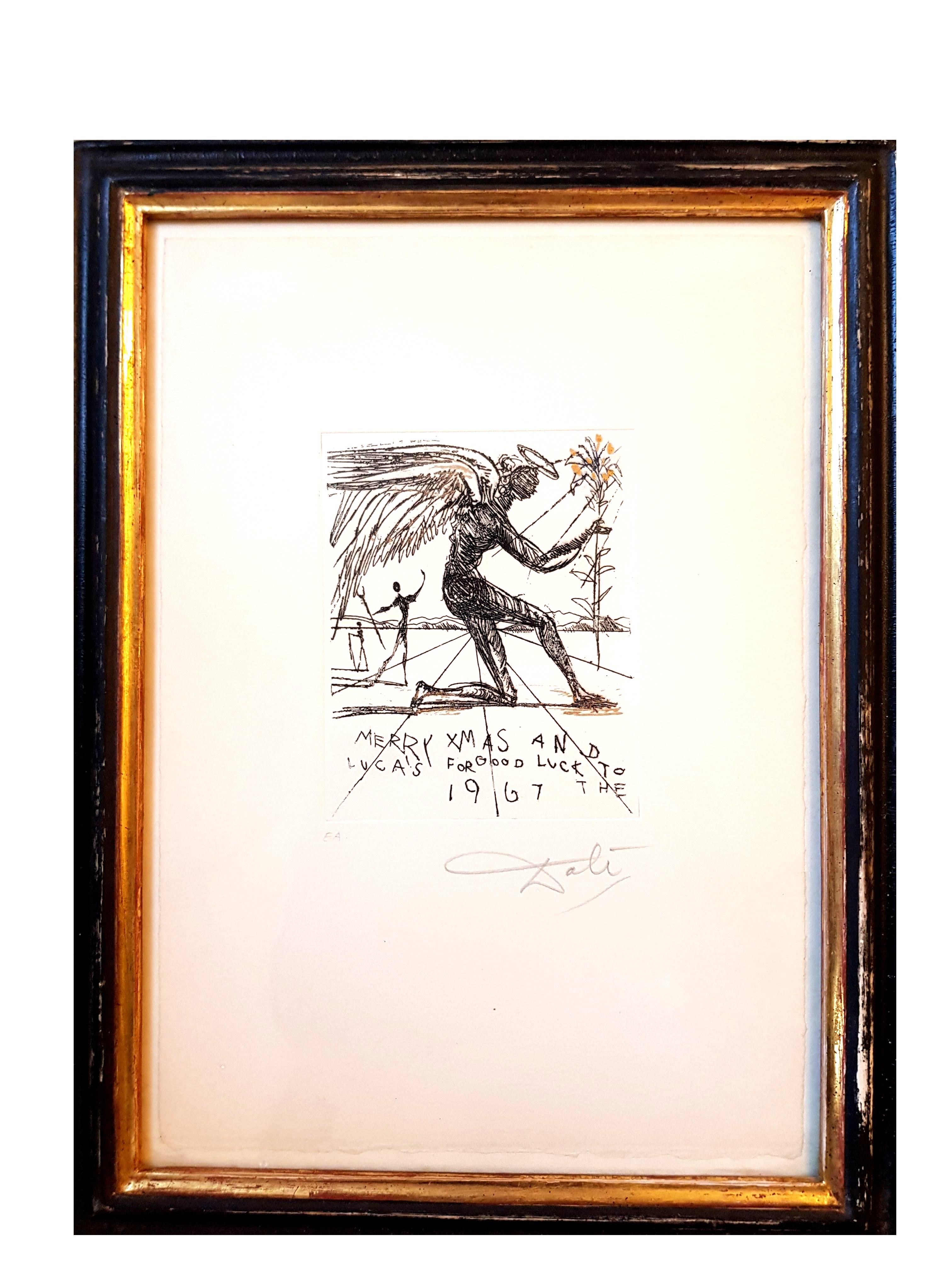 Salvador Dalí Nude Print – Salvador Dali - Merry Xmas - Original handsignierte Radierung