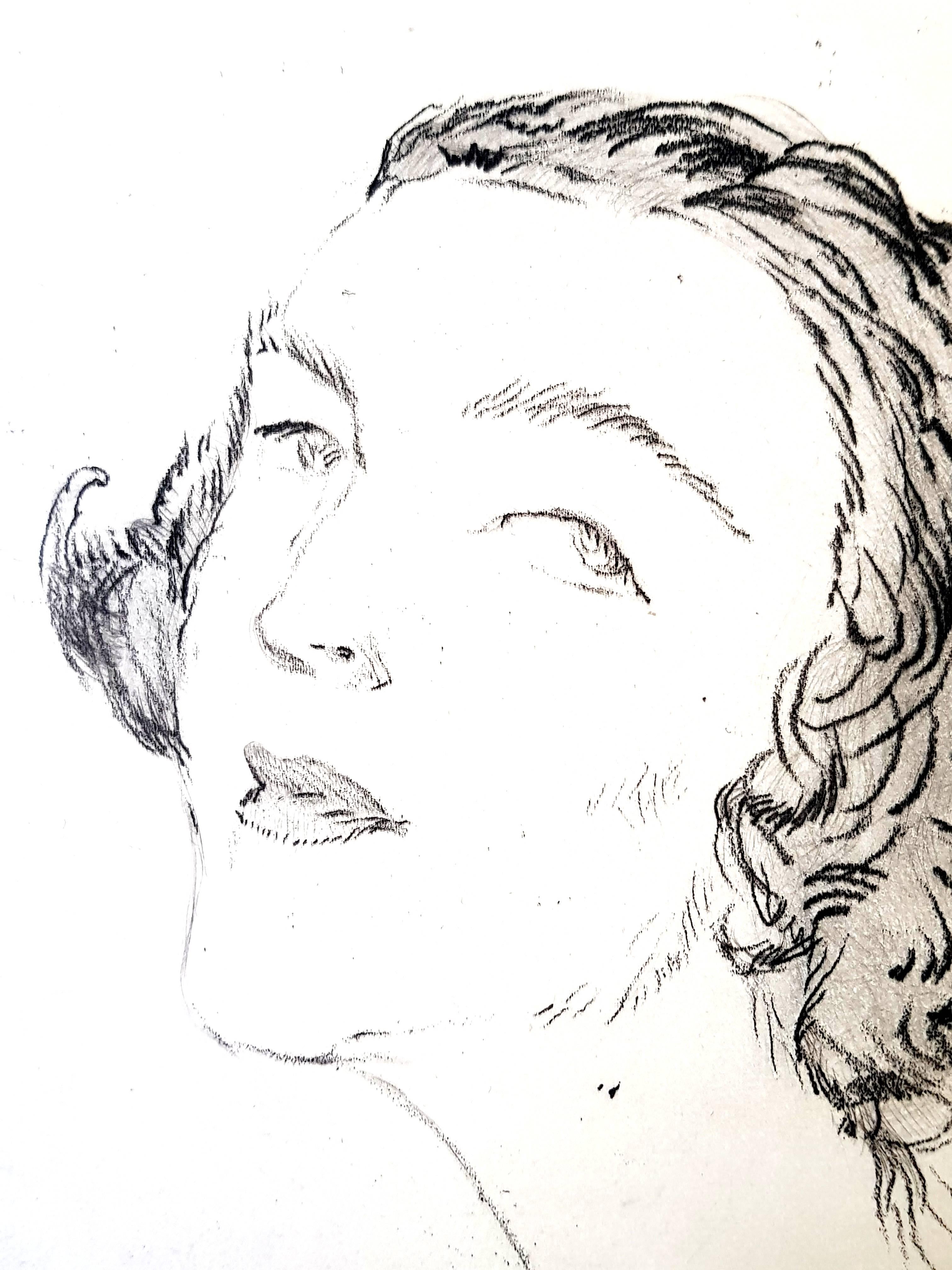 Jean Gabriel Domergue - Portrait - Original Etching - Print by Jean-Gabriel Domergue