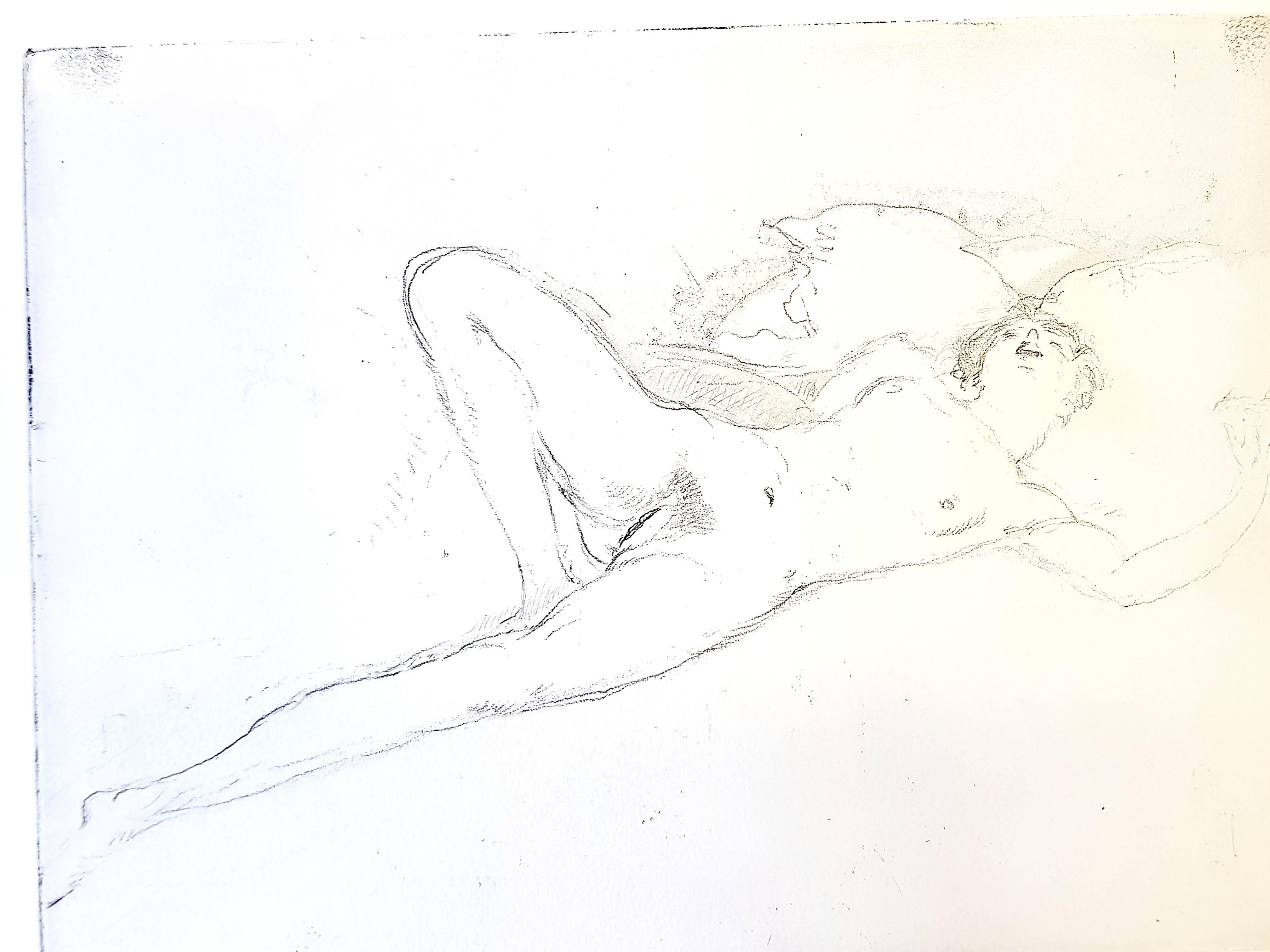 Jean Gabriel Domergue - Lying Naked - Original Etching - Print by Jean-Gabriel Domergue