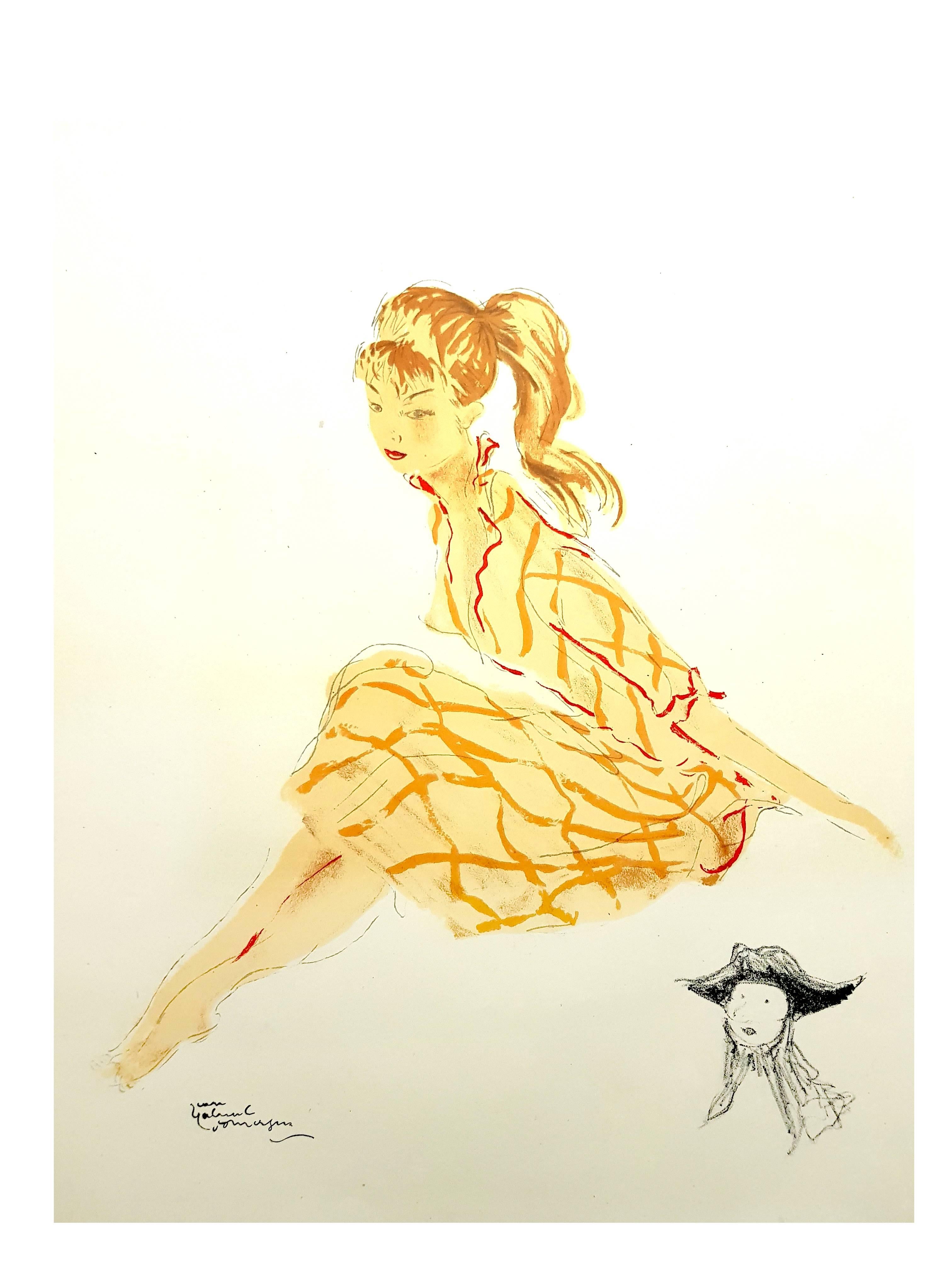 Domergue - A Simple Young Woman - Original Lithograph - Impressionist Print by Jean-Gabriel Domergue