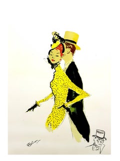 Vintage Domergue - Elegant Couple - Original Signed Lithograph