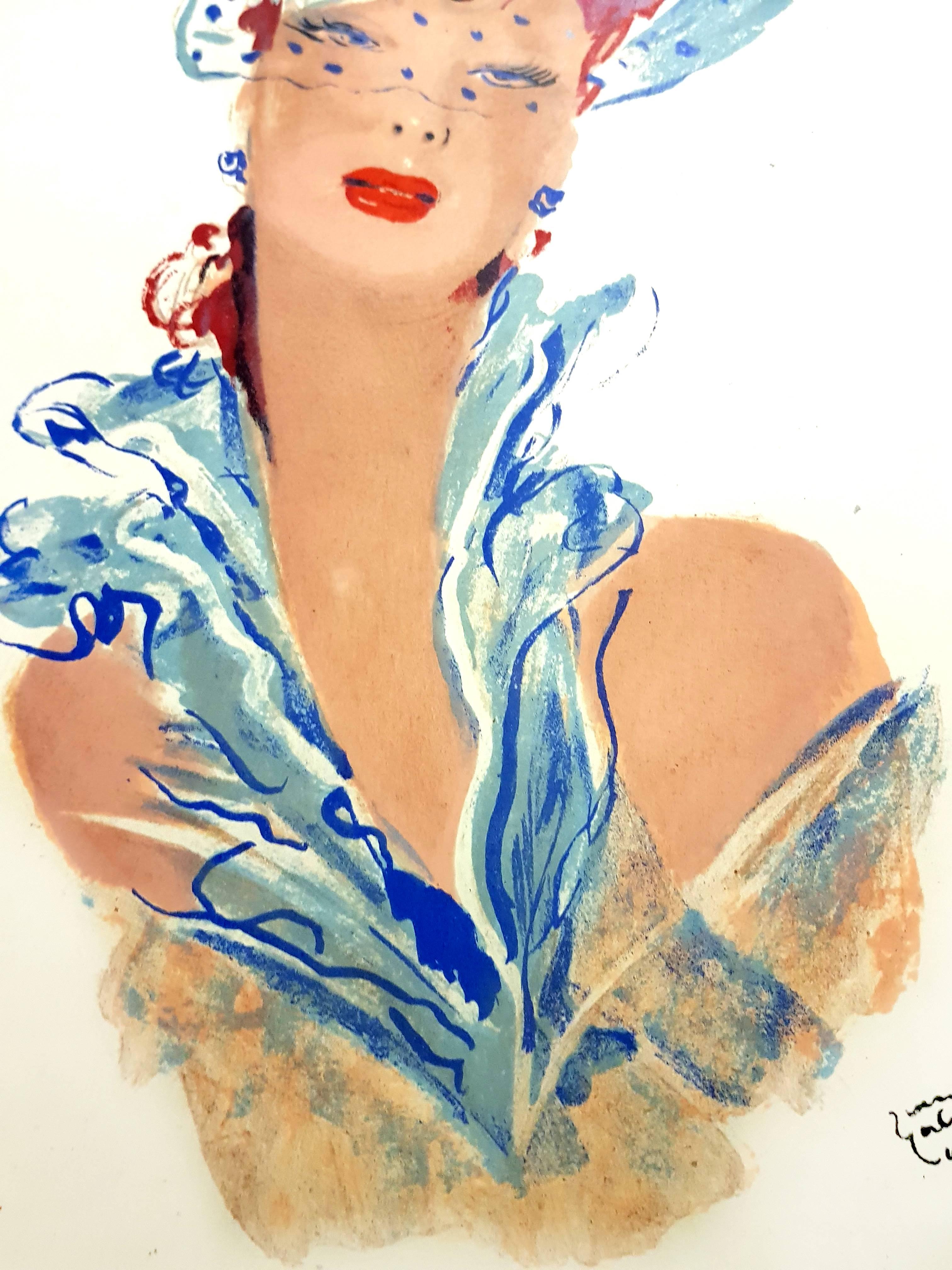 Domergue - Elegance - Original Signed Lithograph - Impressionist Print by Jean-Gabriel Domergue