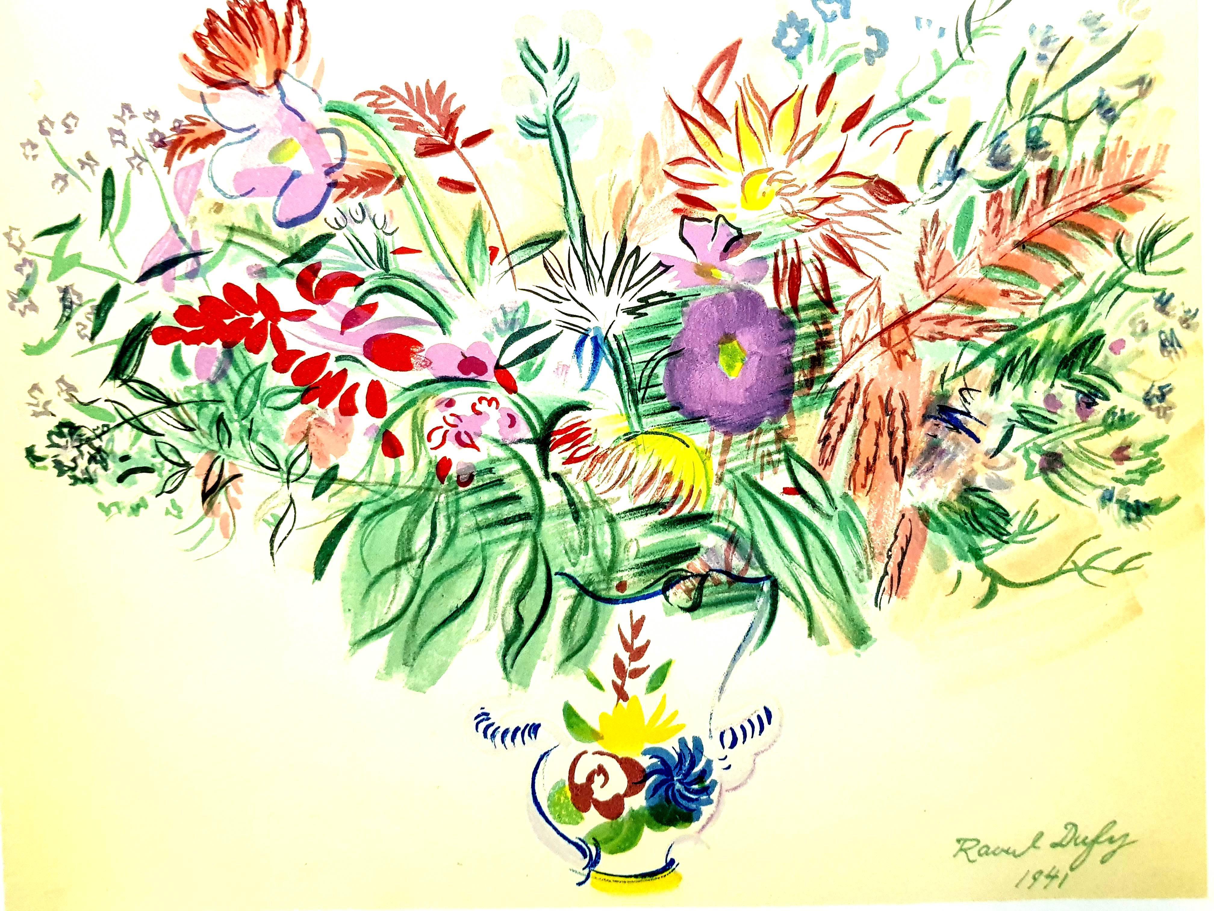 (after) Raoul Dufy Portrait Print - Flowers - Lithograph