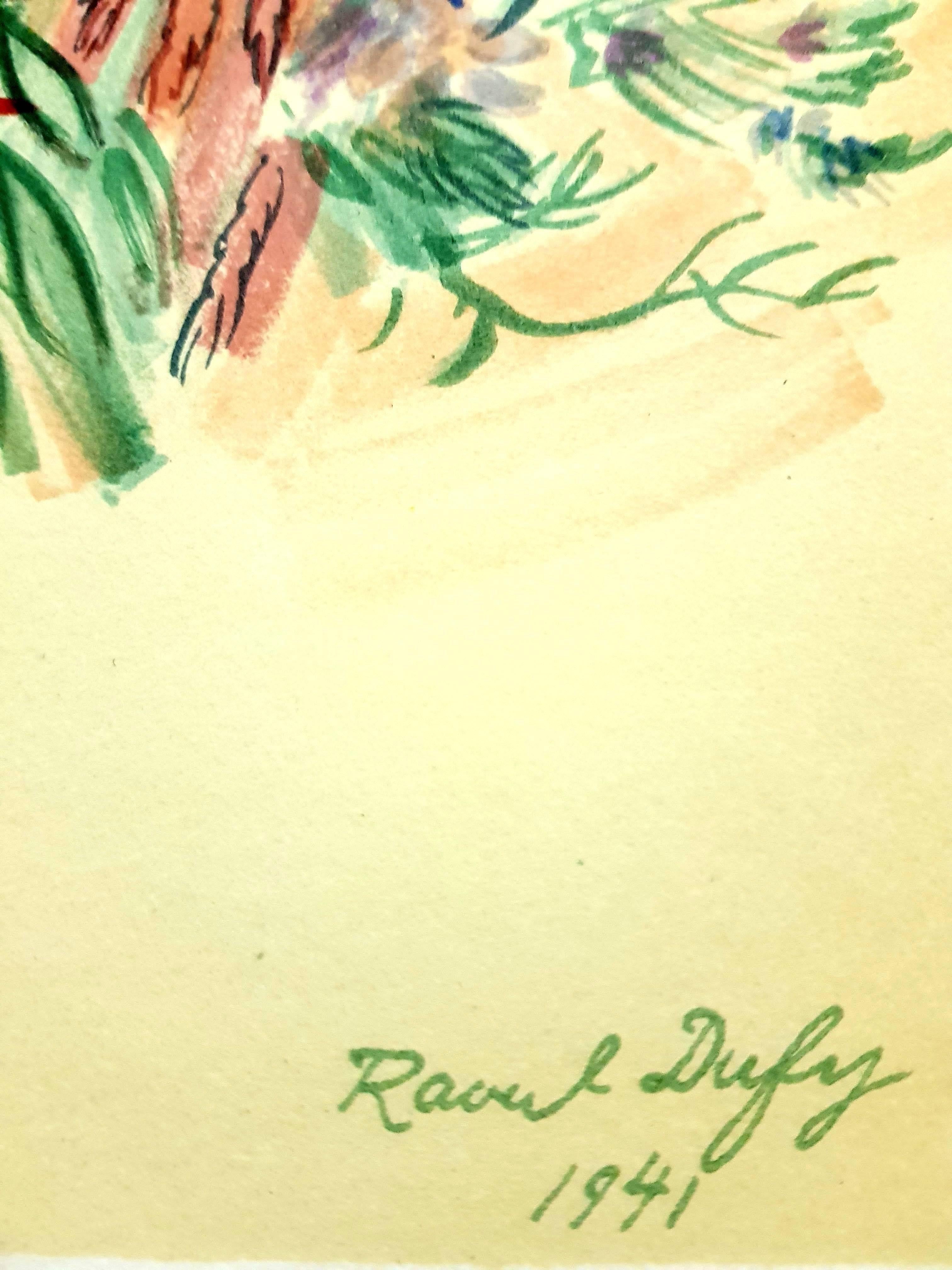 Flowers - Lithograph - Print by (after) Raoul Dufy