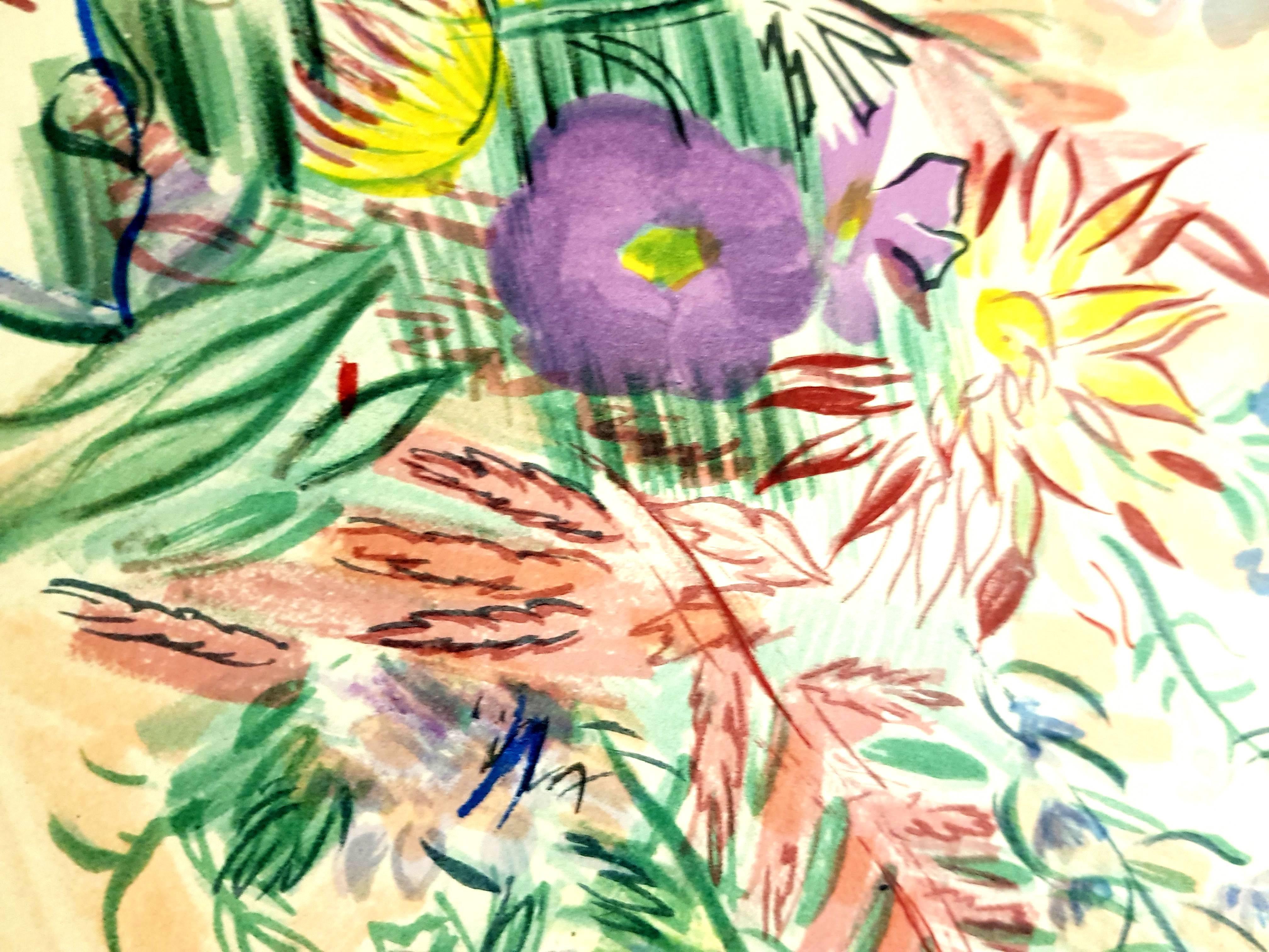Flowers - Lithograph - Modern Print by (after) Raoul Dufy