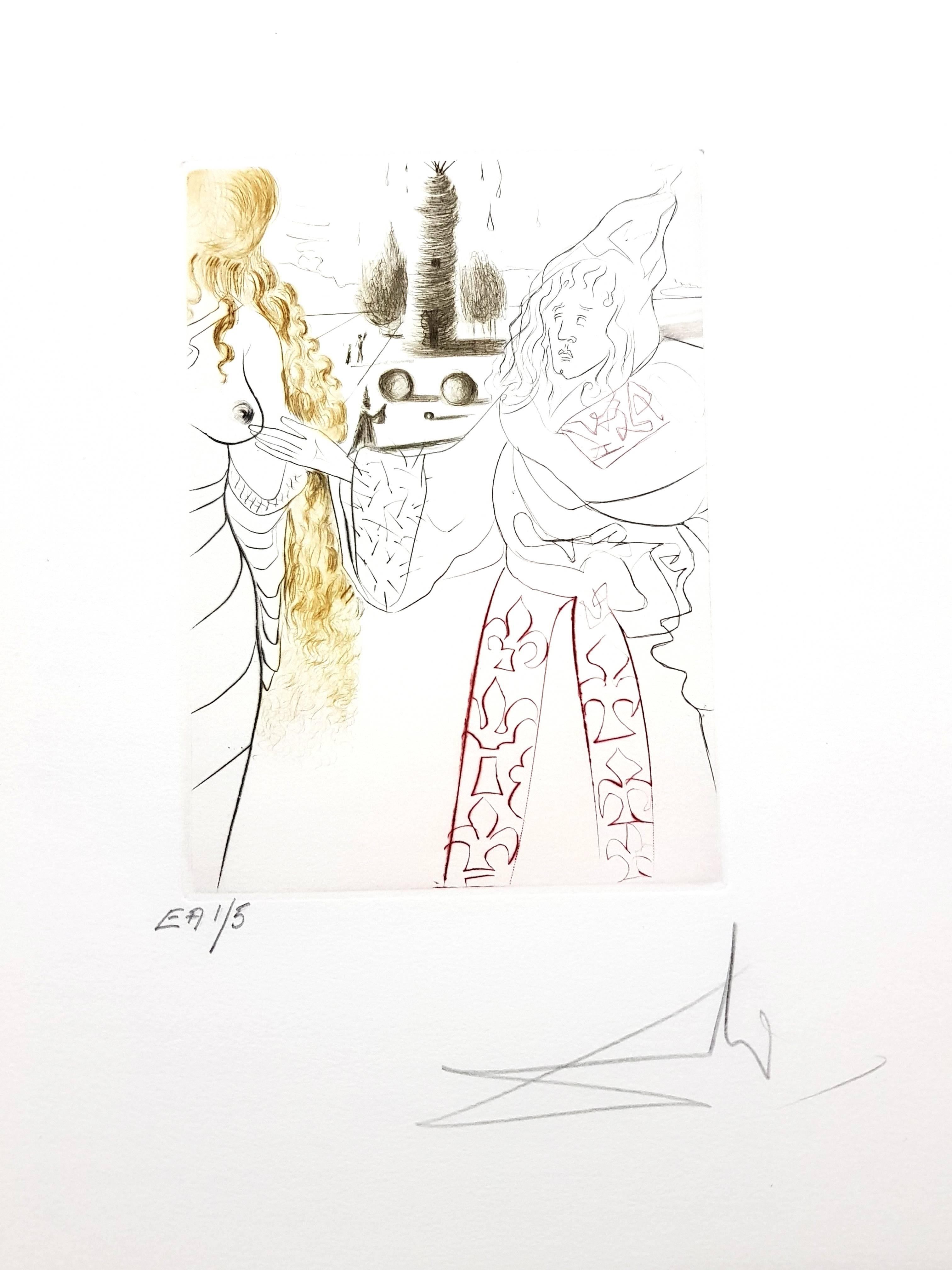 Decameron - Portfolio von 10 signierten Original-Stickern von Salvador Dali im Angebot 2