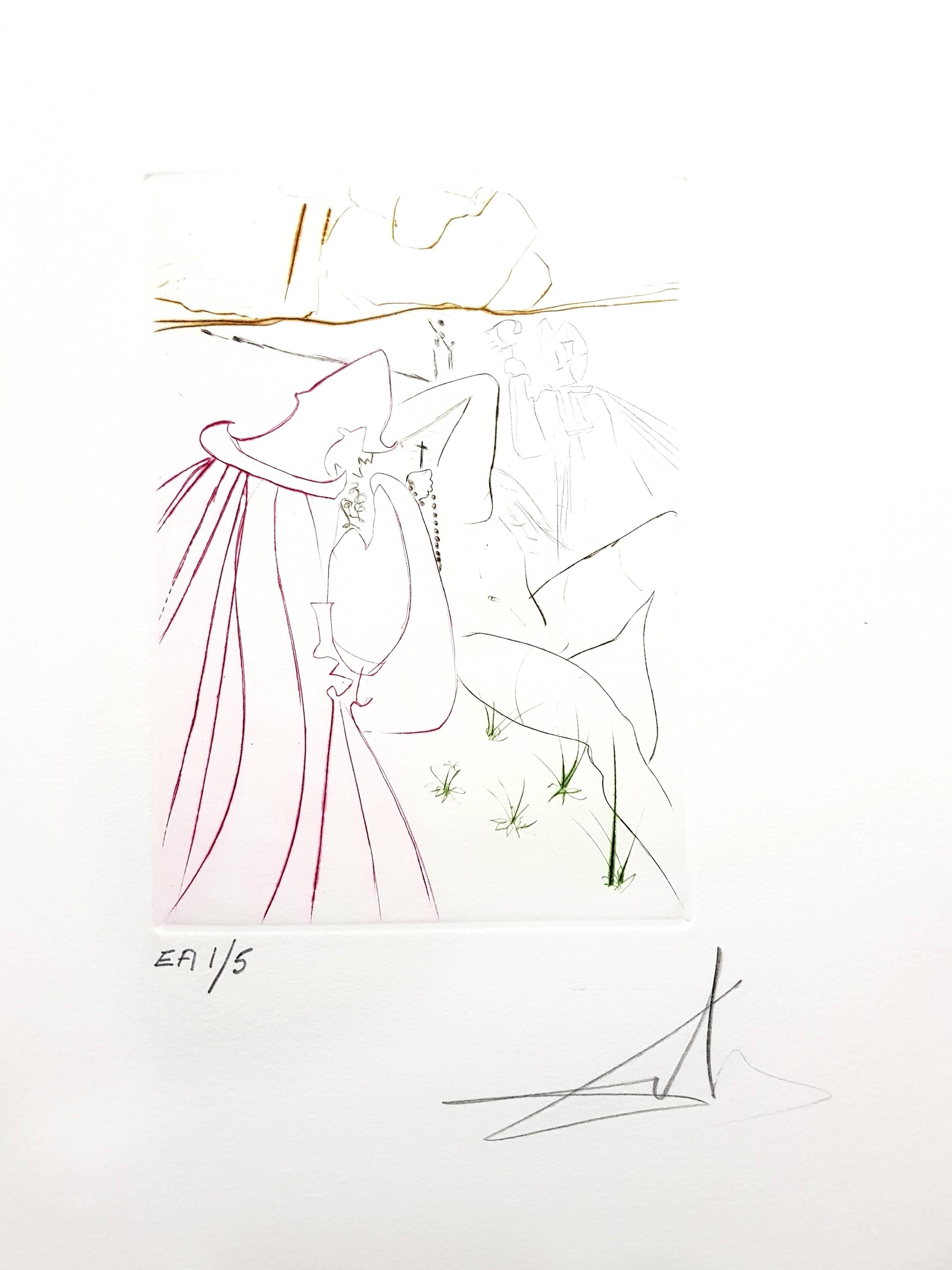 Decameron - Portfolio von 10 signierten Original-Stickern von Salvador Dali im Angebot 3