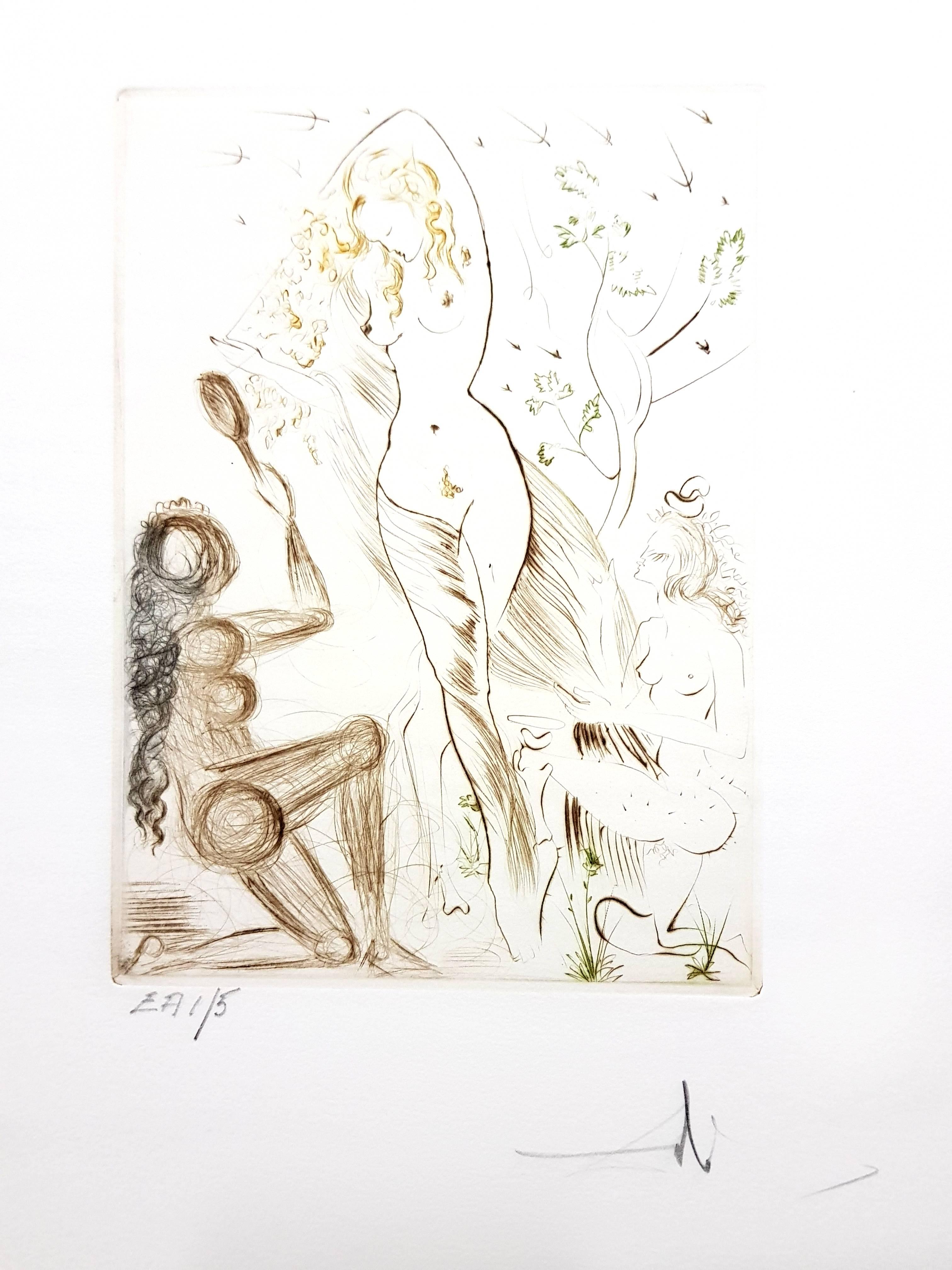 Decameron - Portfolio von 10 signierten Original-Stickern von Salvador Dali