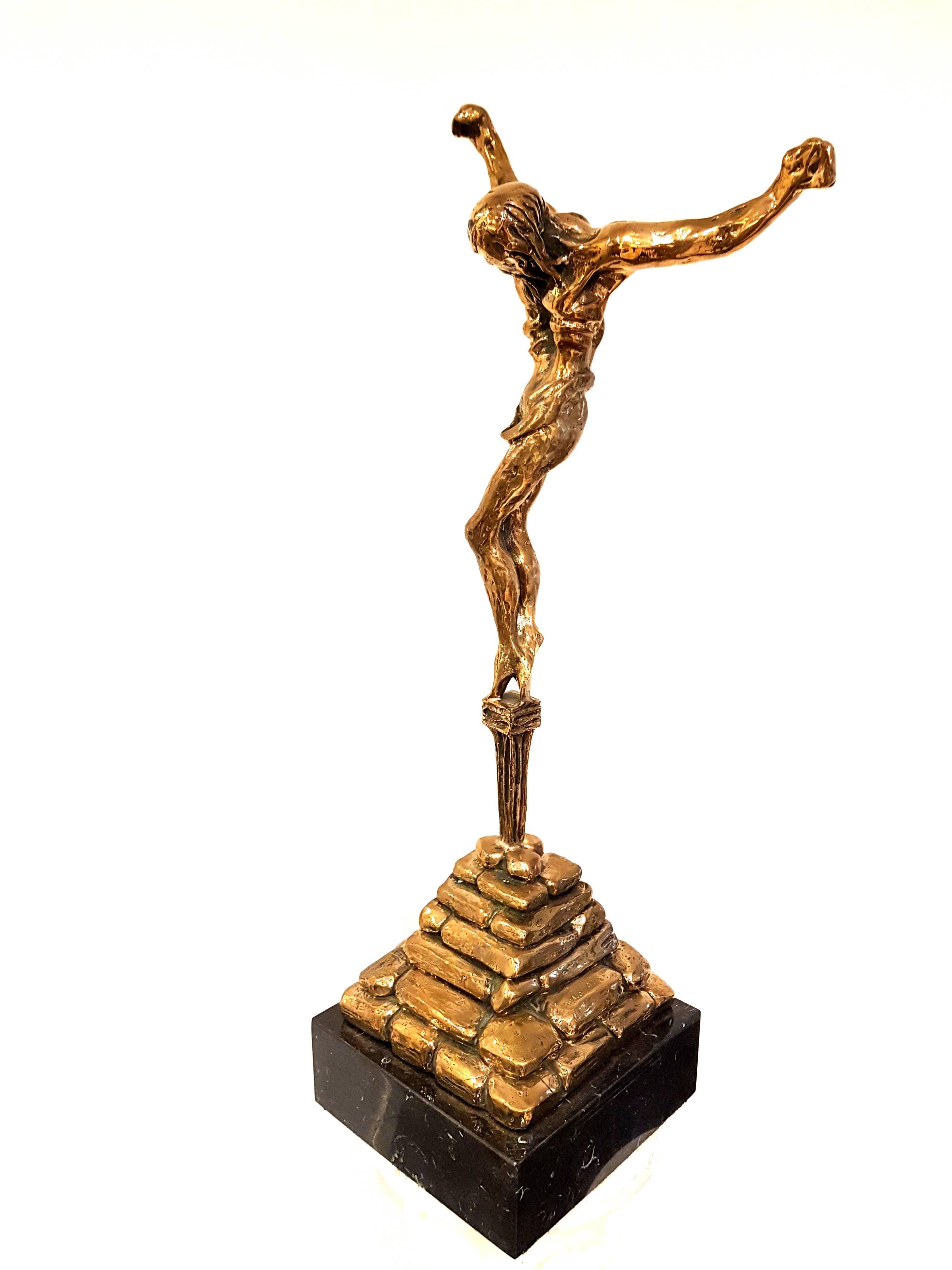 Salvador Dalí­ large gilded bronze sculpture Christ de Saint JeandelaCroix For Sale at