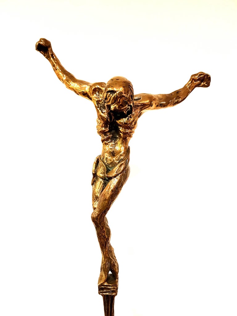 Salvador Dalí­ large gilded bronze sculpture Christ de Saint JeandelaCroix For Sale at