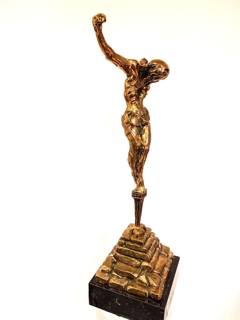 Salvador Dalí­ large gilded bronze sculpture Christ de Saint JeandelaCroix For Sale at