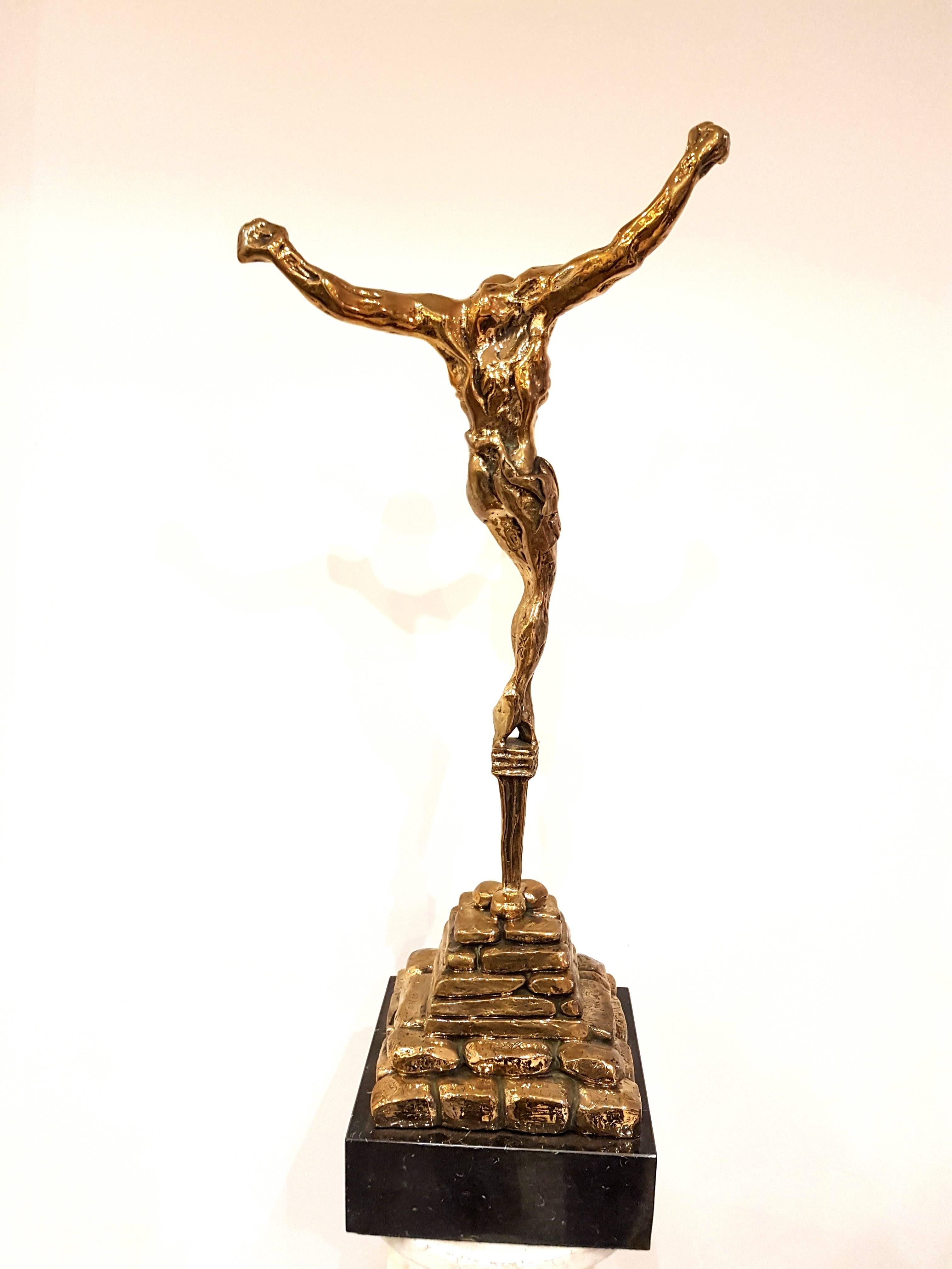 Salvador Dalí­ large gilded bronze sculpture Christ de Saint JeandelaCroix For Sale at