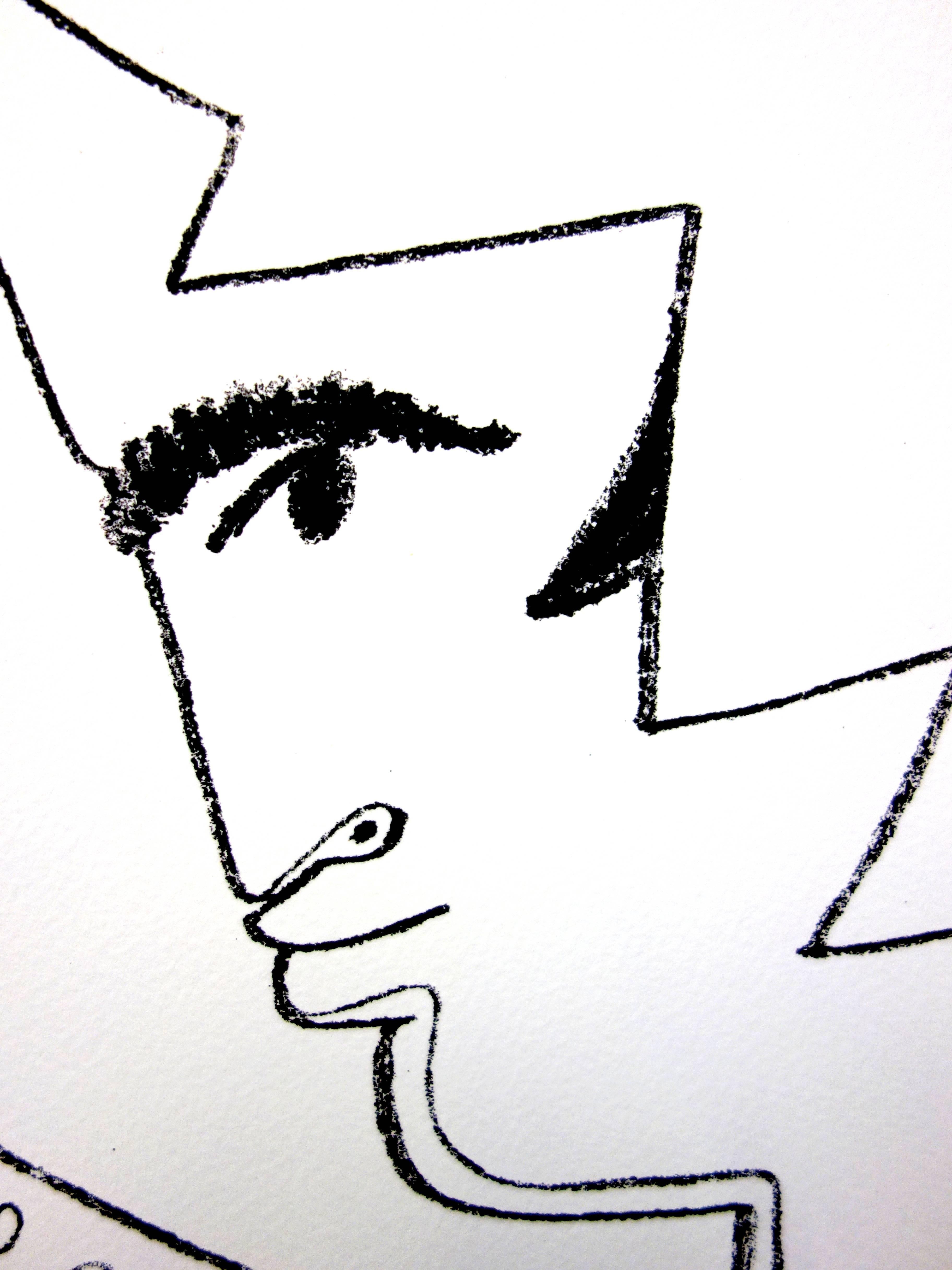 Jean Cocteau – Porträt – Originallithographie im Angebot 2