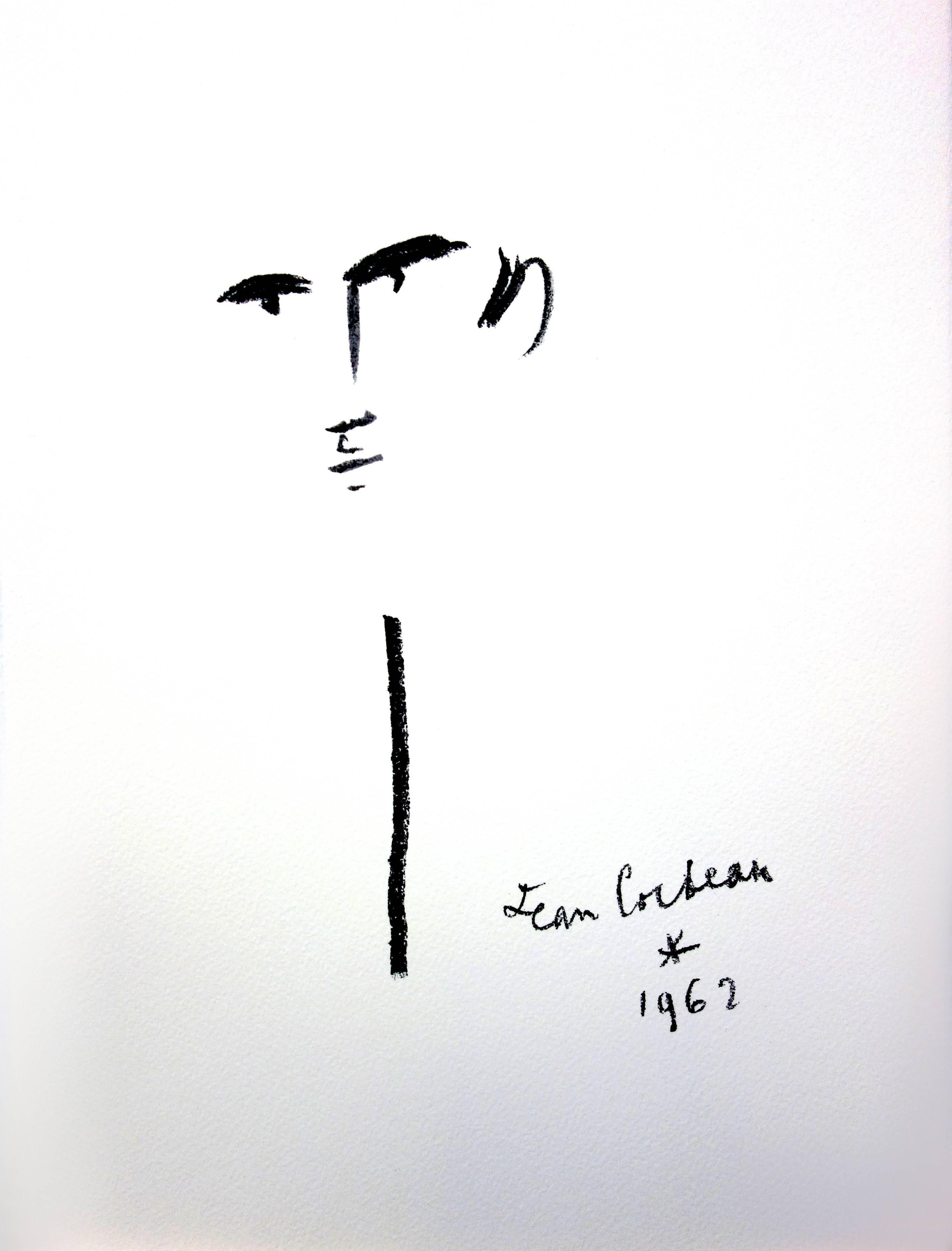 Jean Cocteau - Portrait - Original Lithograph For Sale 1