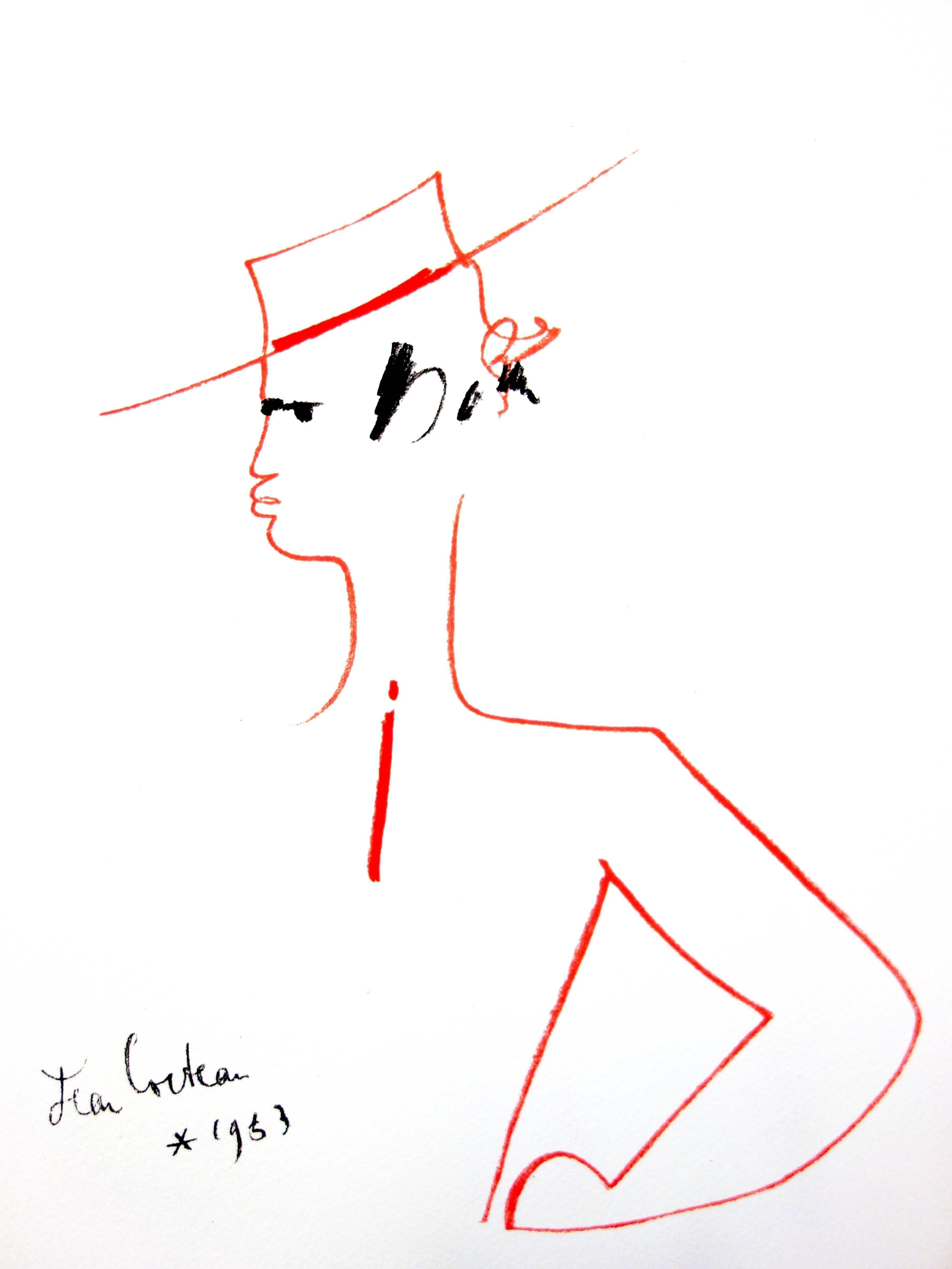 Jean Cocteau - Man with Hat - Original Lithograph