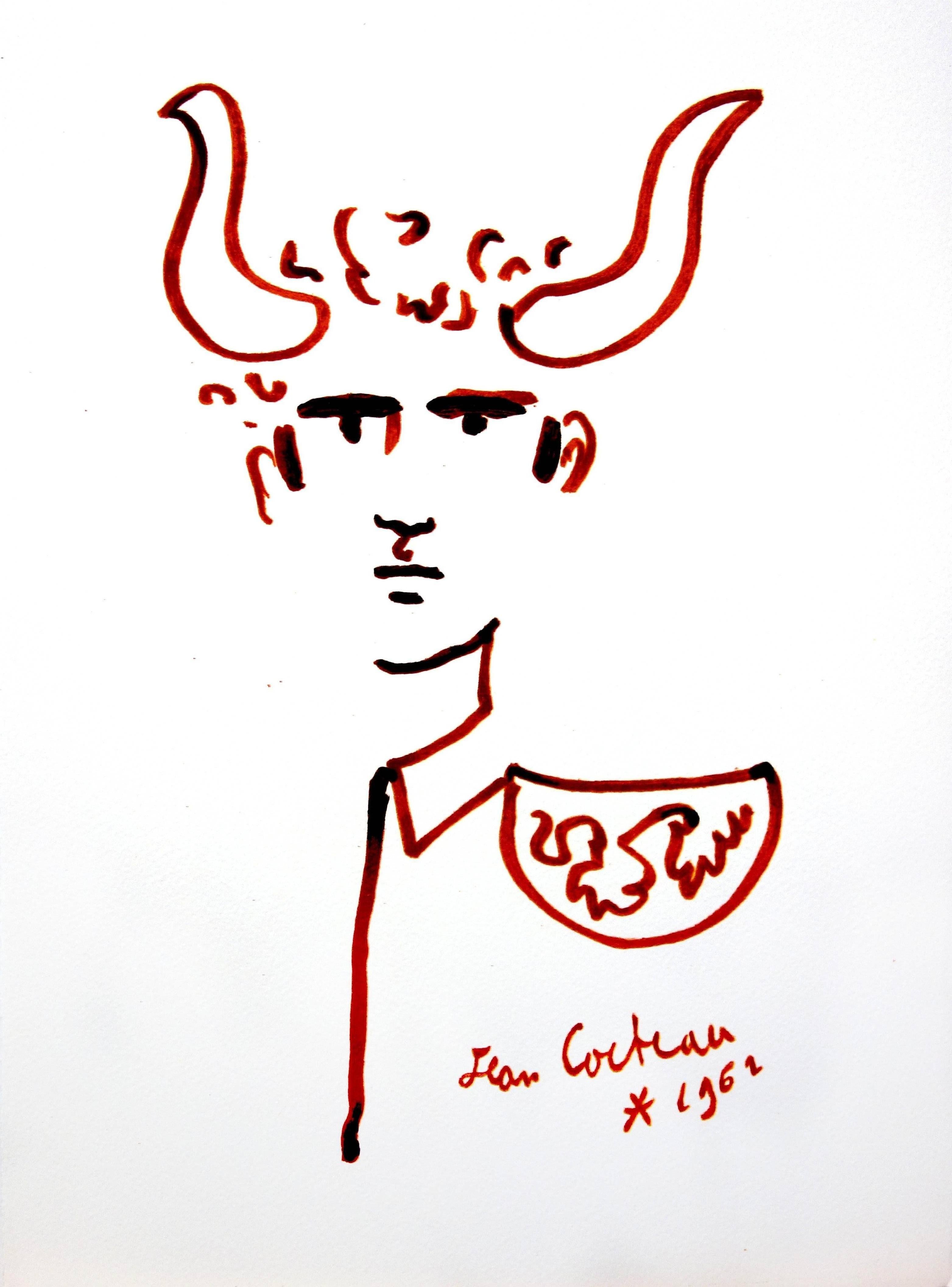 Jean Cocteau – Stier – Mann – Originallithographie im Angebot 3
