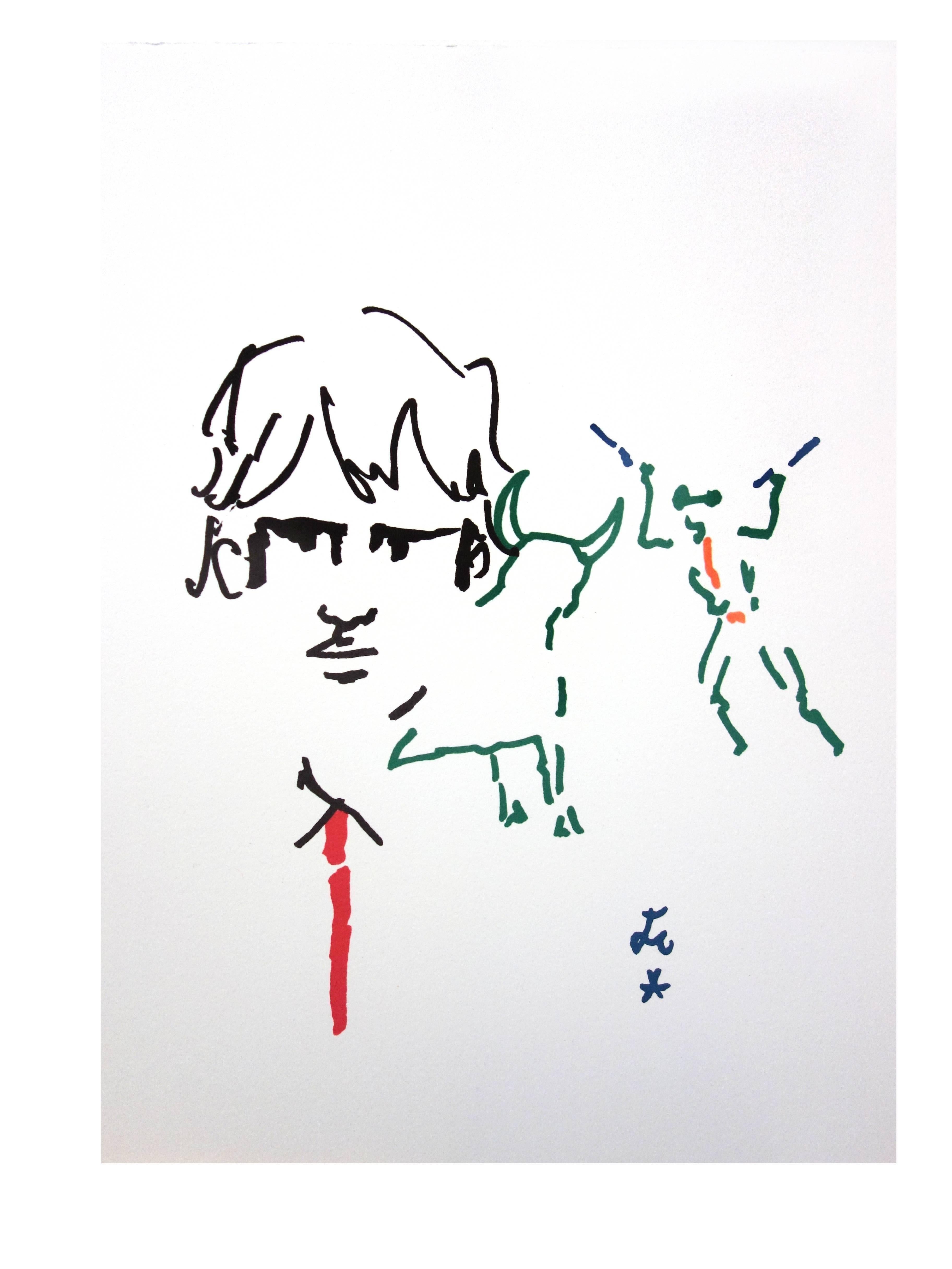Jean Cocteau - Portrait - Original Lithograph For Sale 3