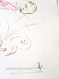 Salvador Dalí - Lucha ante la Dama  - Grabado original firmado a mano