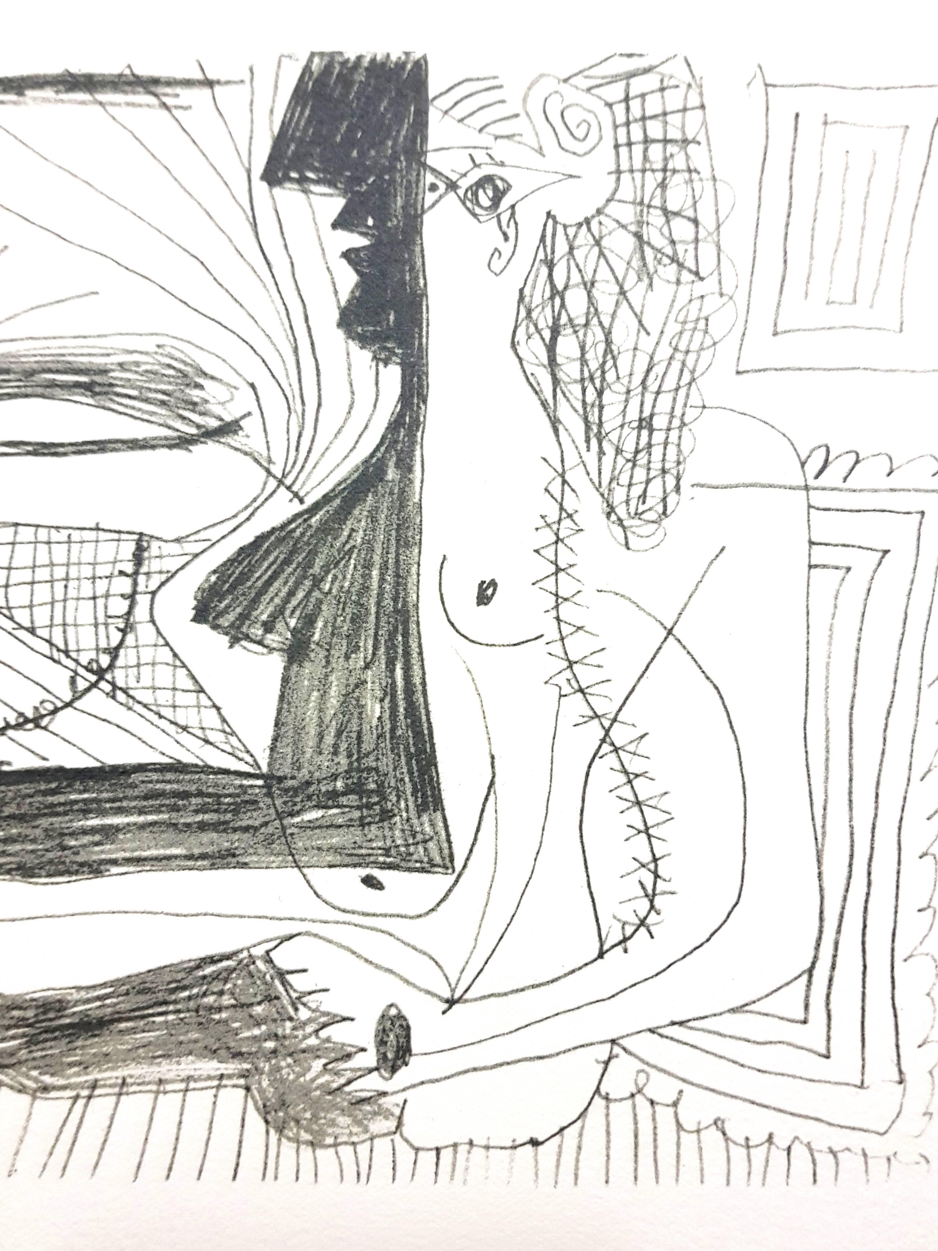 Le Goût de Bonheur: one plate (Woman) - Gray Animal Print by (after) Pablo Picasso