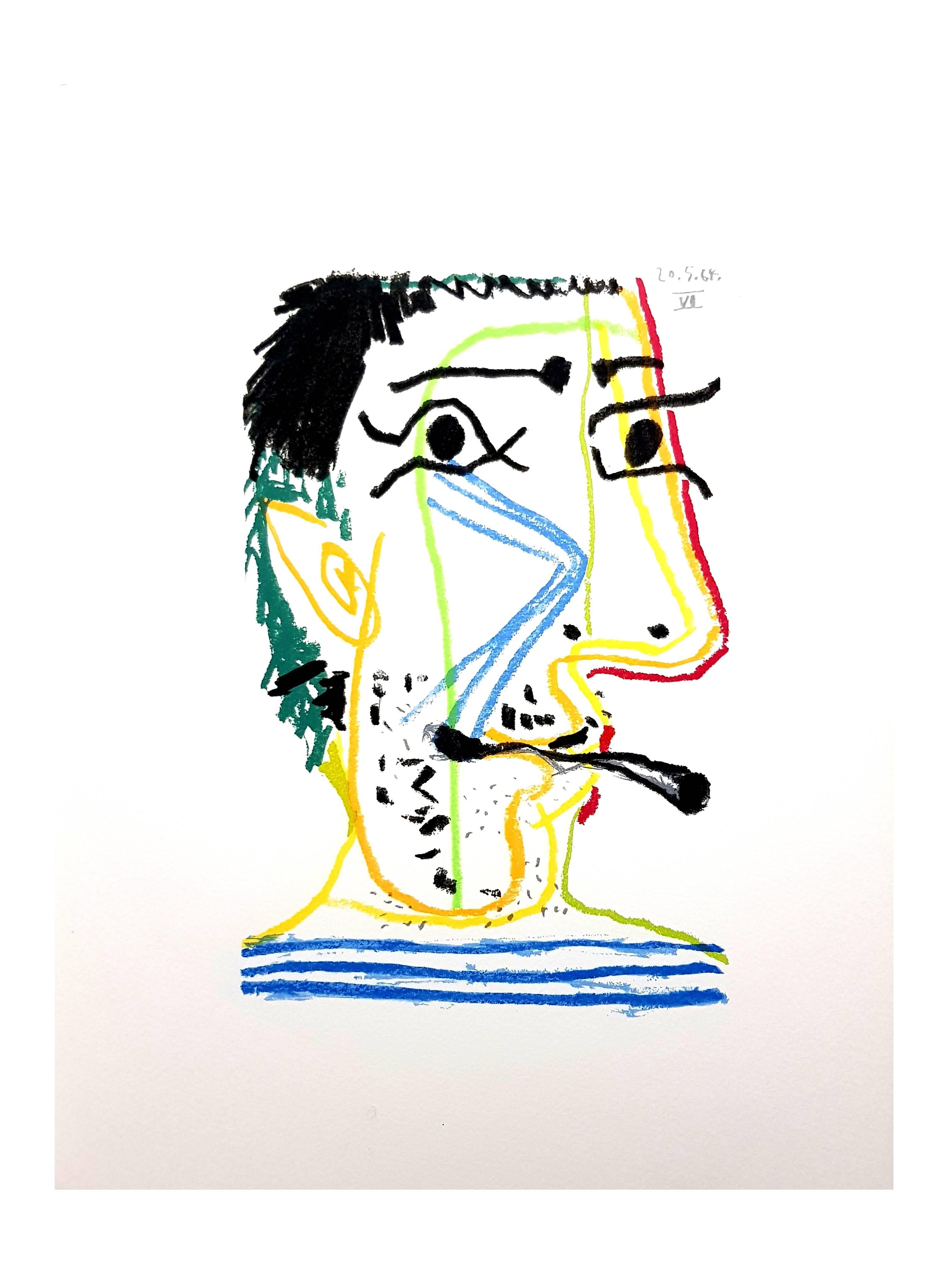 Pablo Picasso - Smoking Man - Original Lithograph 1