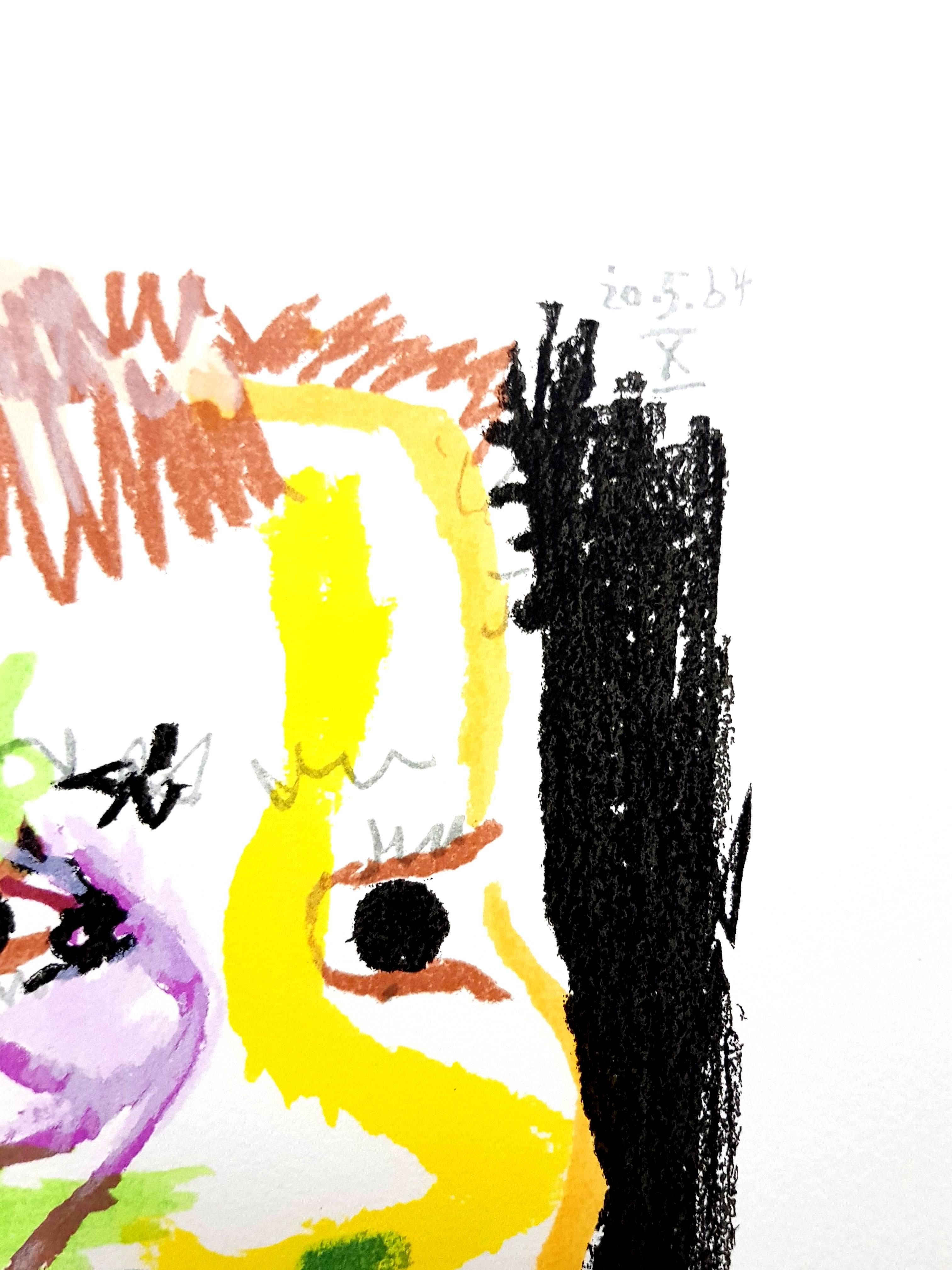  Le Goût de Bonheur : une assiette - Colorful Portrait  - Print de (after) Pablo Picasso