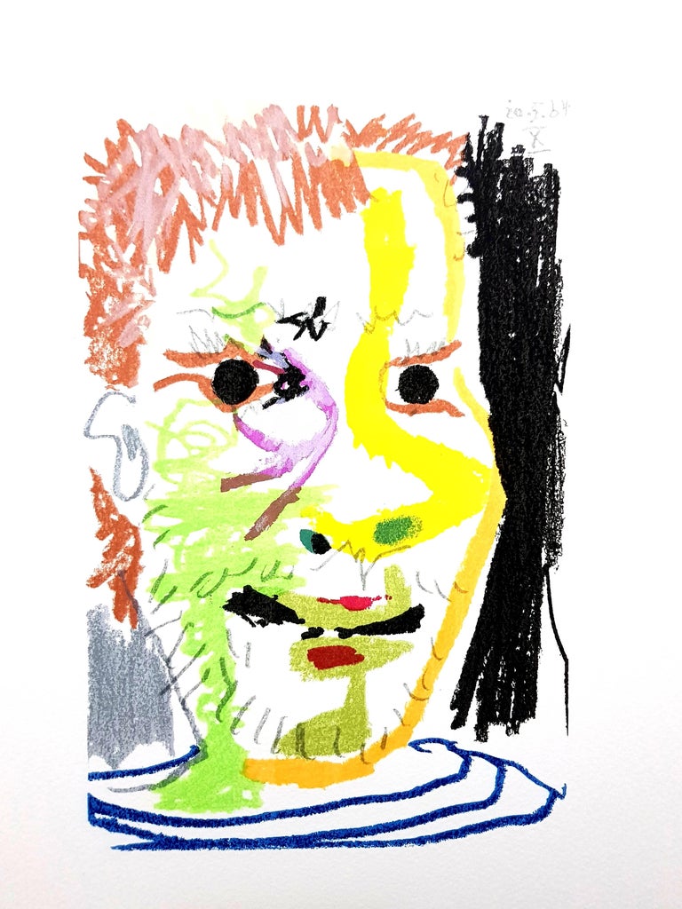 (after) Pablo Picasso Animal Print -  Le Goût de Bonheur: one plate - Colorful Portrait 