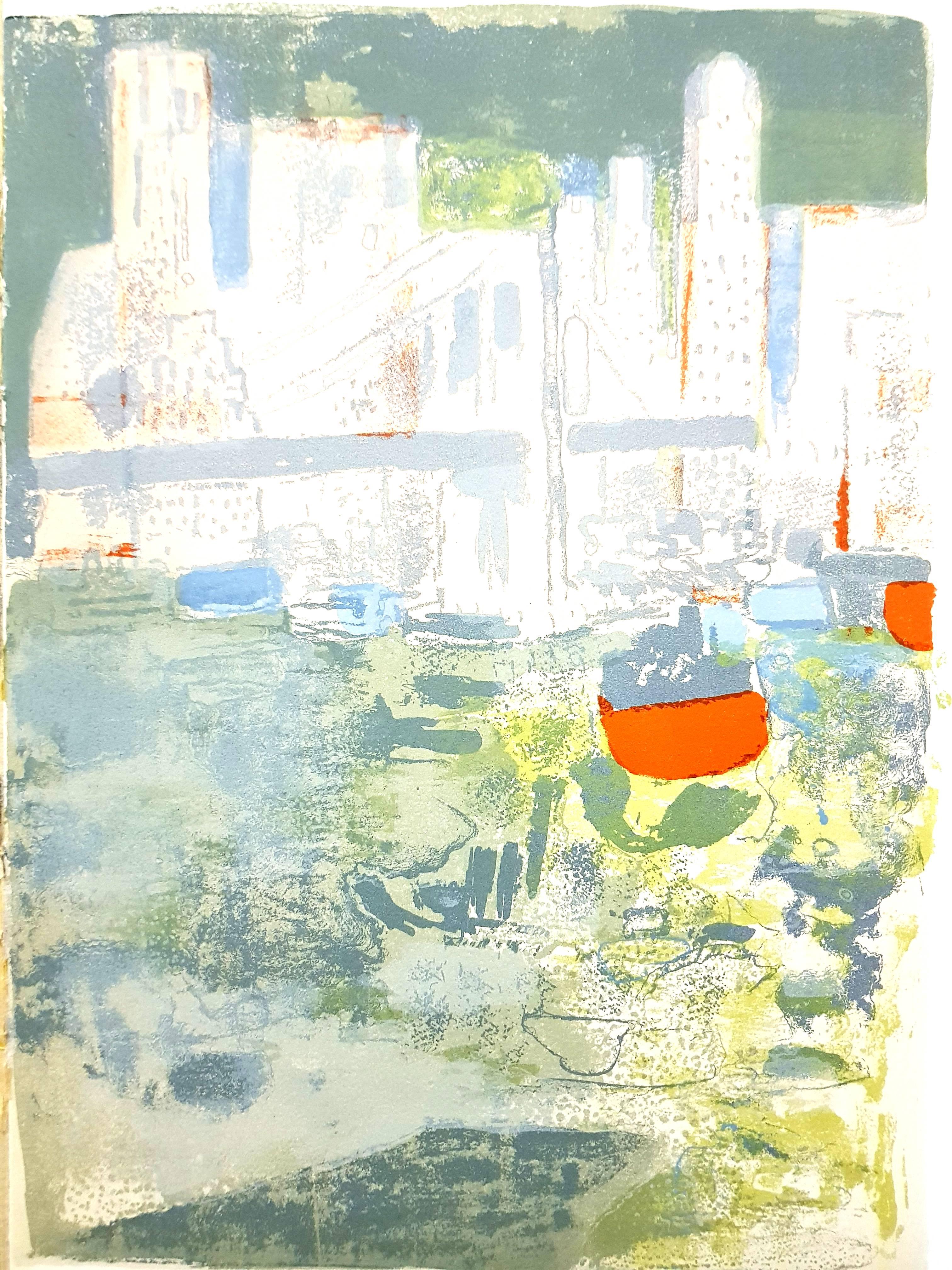 Paul Guimard - Il porto di New York - Litografia originale  
1964
Dimensioni: 30 x 20 cm
Edizione di 200 esemplari (uno dei 200 su Vélin de Rives)
Mourlot Press, 1964