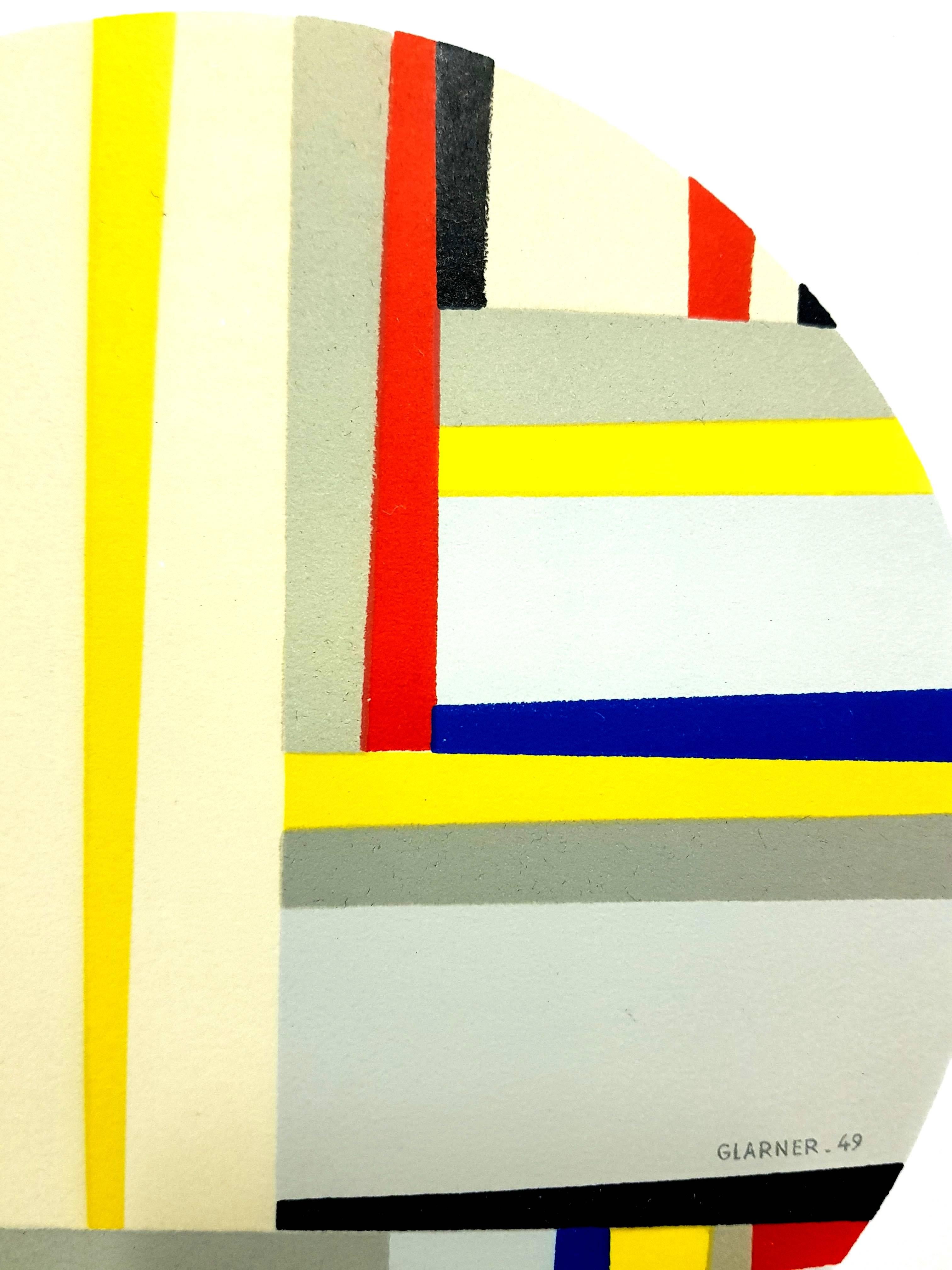 Tondo - Riproduzione di una litografia - Abstract Print Giallo di (after) Fritz Glarner