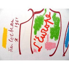 Jean Cocteau - L'Europa la nostra patria - Litografia originale