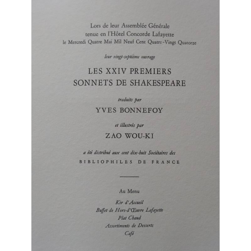 Zao Wou-Ki - Sonnets For Shakespeare - Original Print For Sale 2
