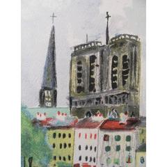 Maurice Utrillo - Notre Dame de Paris vue de la Seine - Original Lithograph