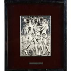 Salvador Dali's "The Thres Graces" Silver Bas Relief