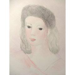 Antique Marie Laurencin - La Coiffeuse - Rare Original Signed Drawing