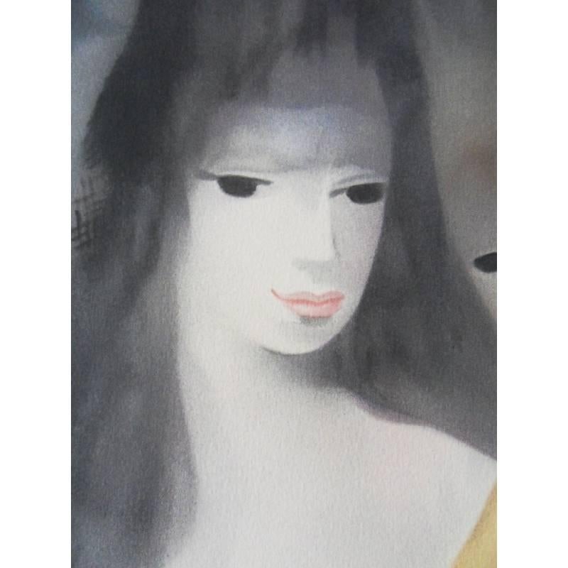 after Marie Laurencin
Title: Les deux amies
Edition of 250
Dimensions: 76 x 56 cm

Marie Laurencin (1883-1956)

Marie Laurencin went to Sèvres at the age of eighteen to receive instruction in porcelain painting. She subsequently continued
