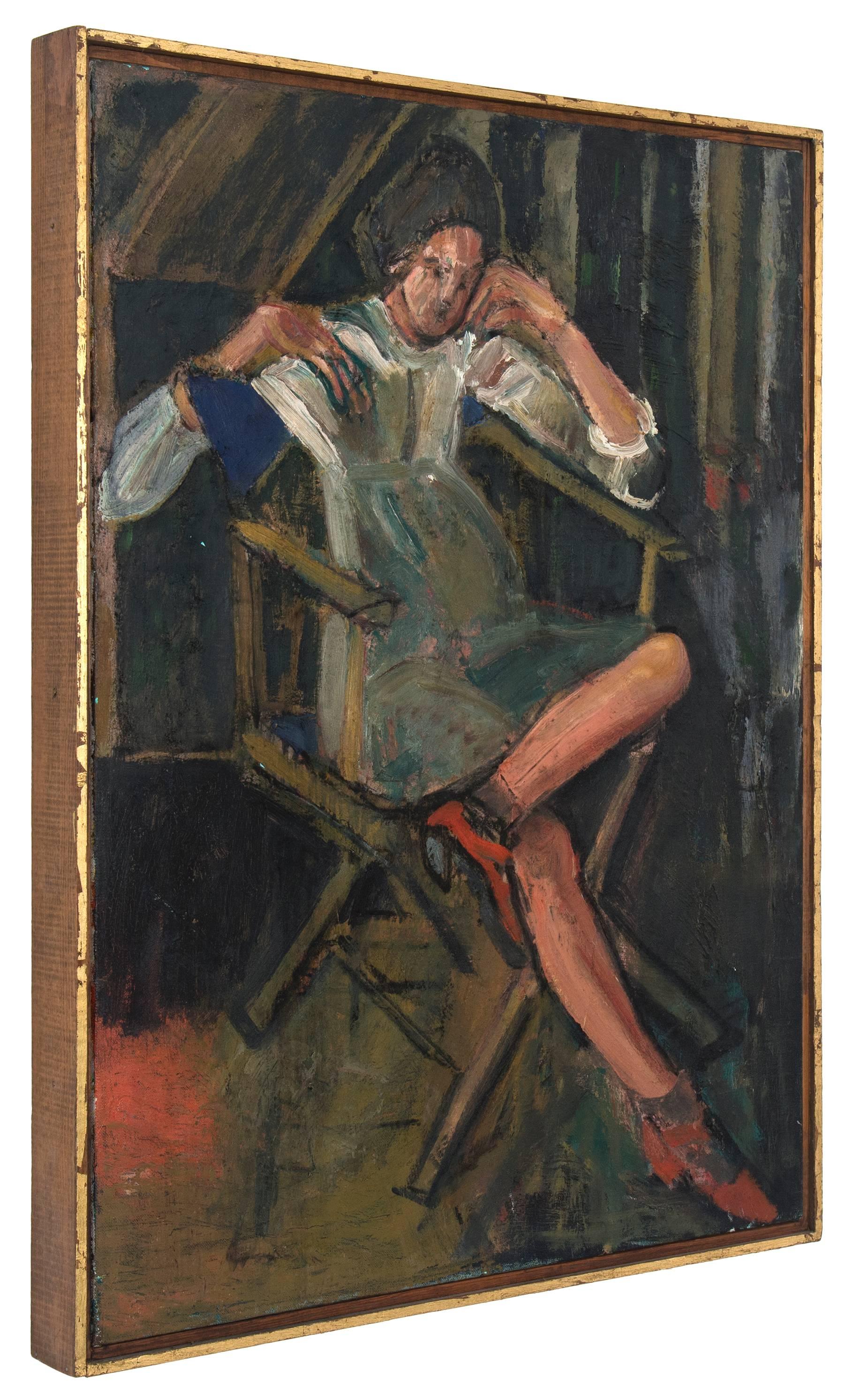 Girl in Chair - Painting by Bernard Chaet