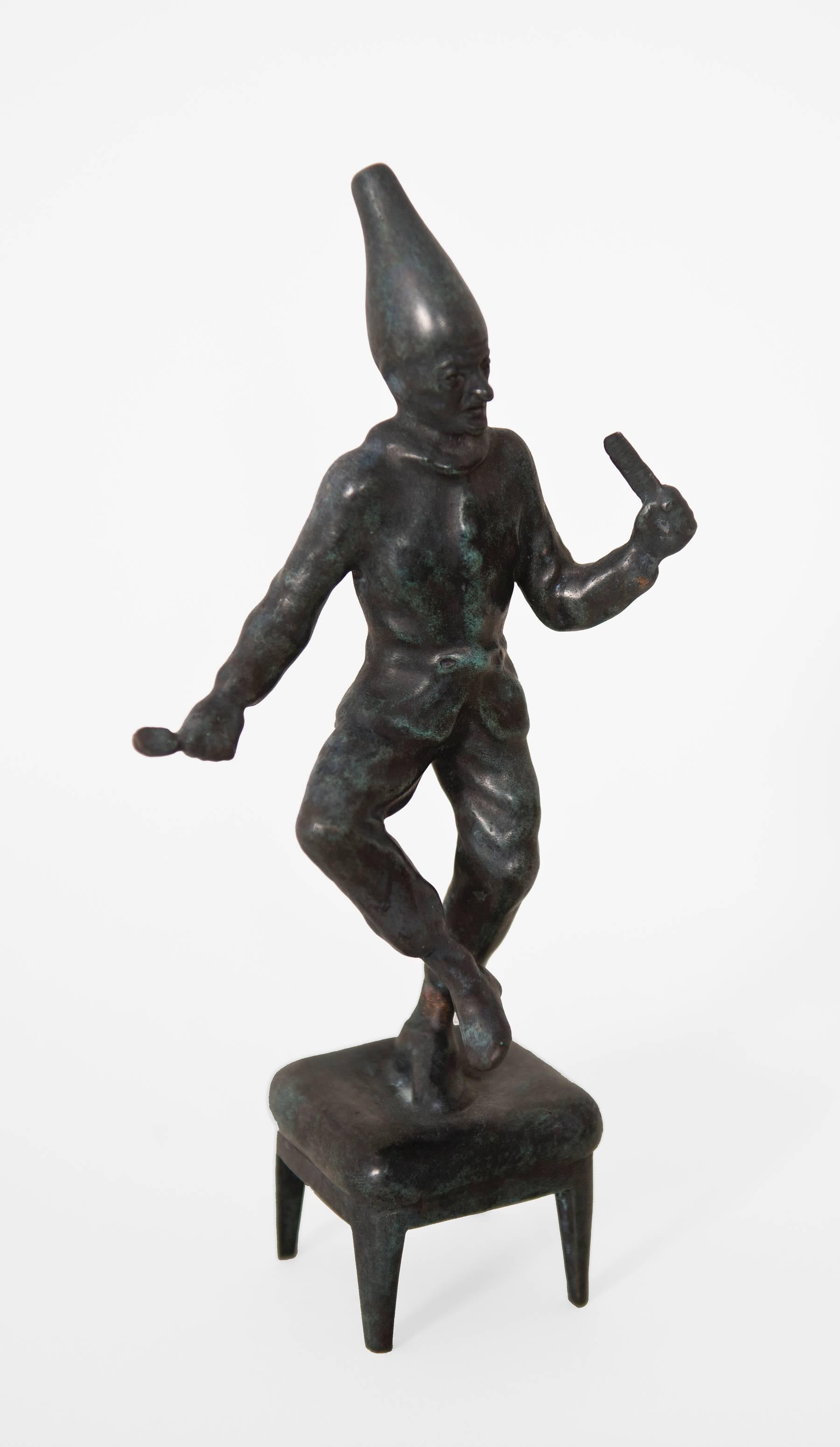 Robert Taplin Figurative Sculpture - Young Punch Dances with a Brush and Comb