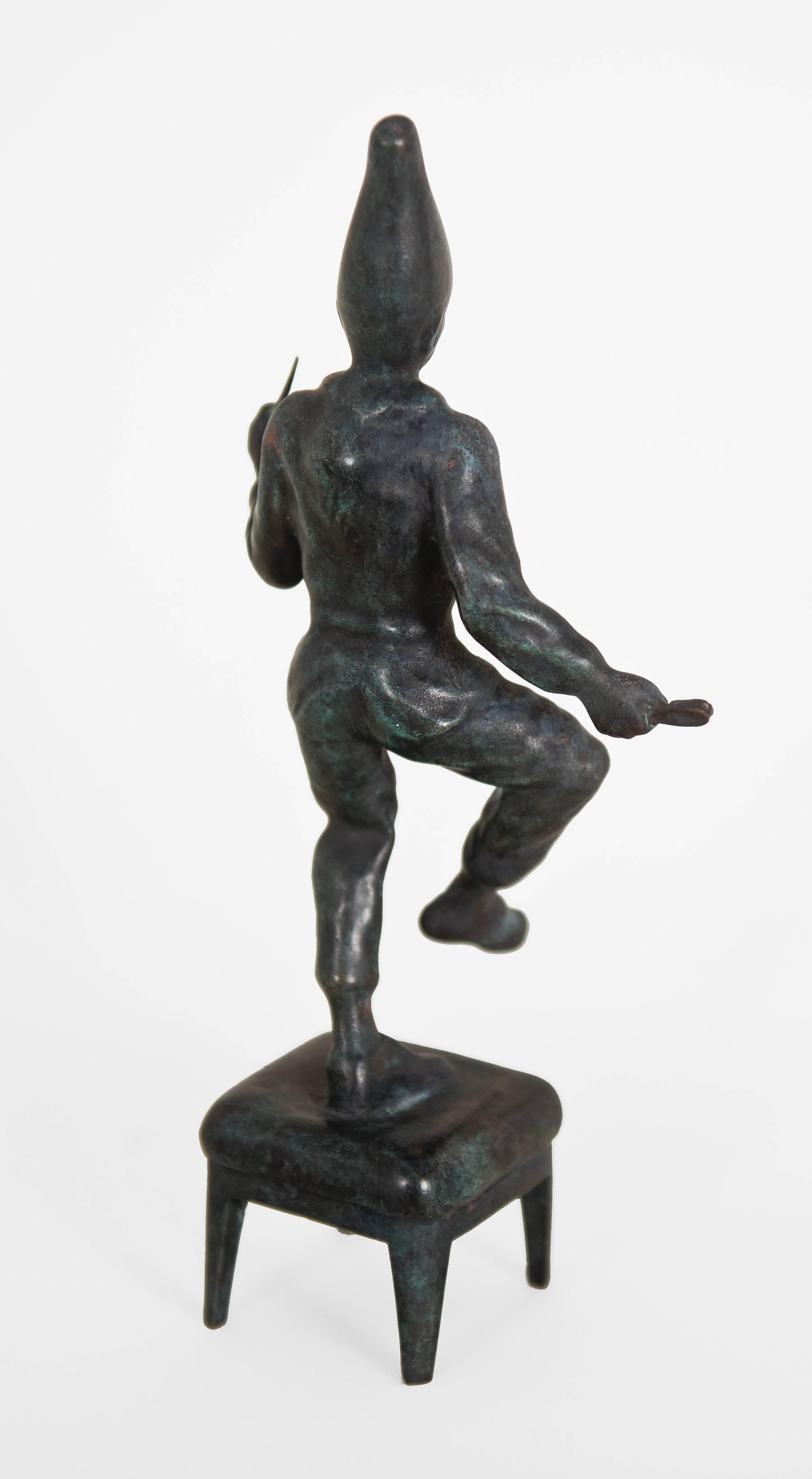Young Punch Dances with a Brush and Comb - Sculpture by Robert Taplin